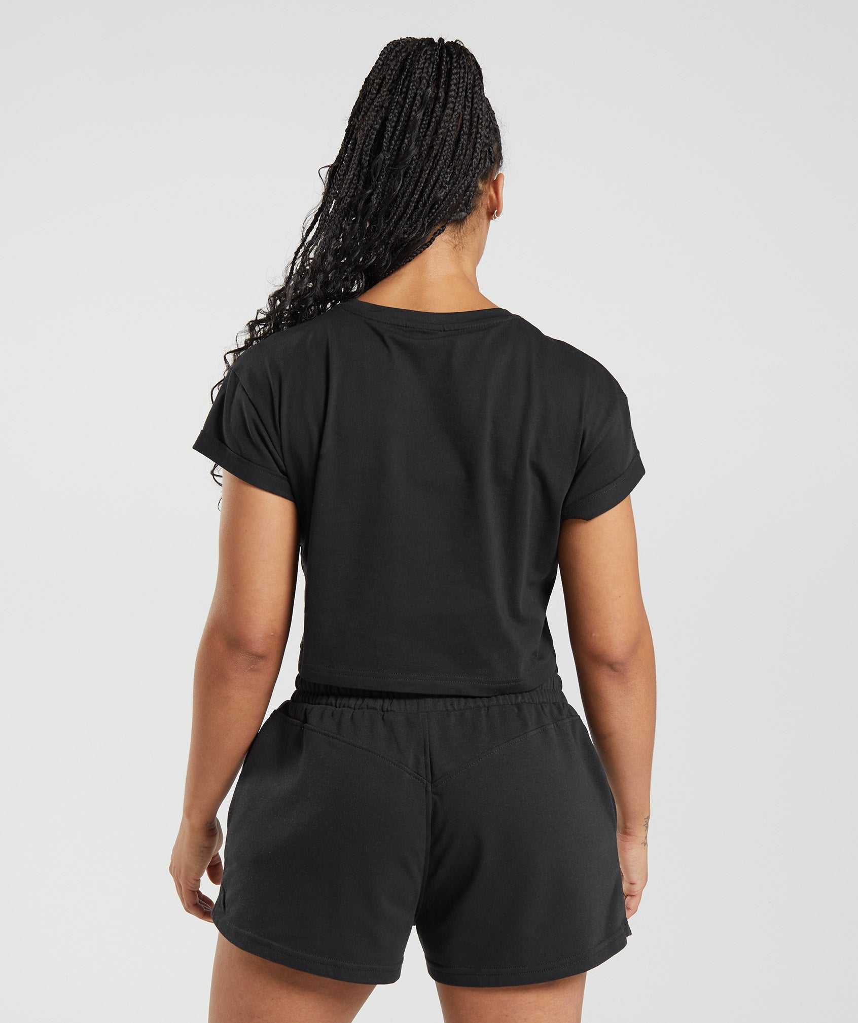 Black Gymshark Legacy Crop Women's Tops | XASBVZ152