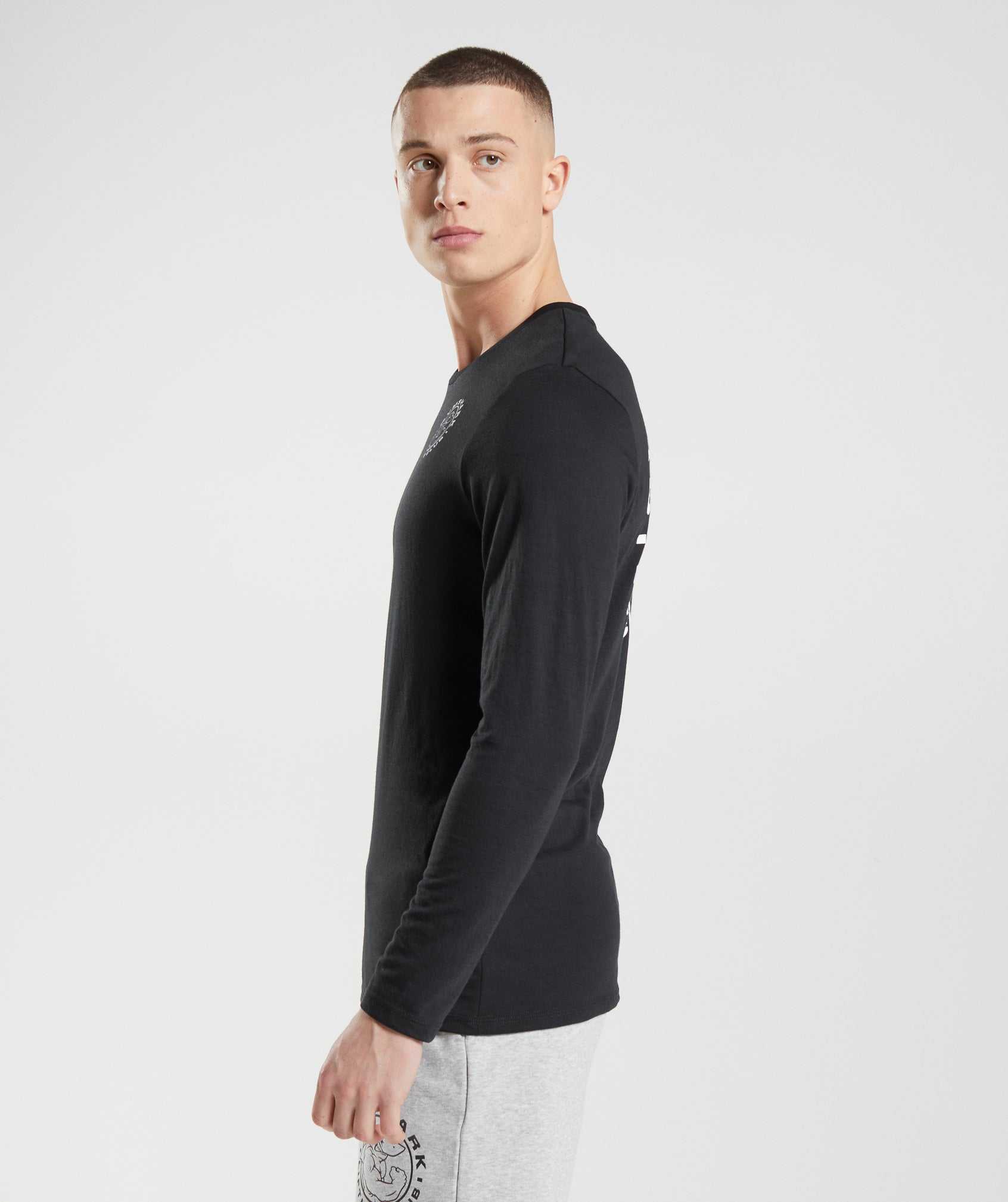 Black Gymshark Legacy Long Sleeve Men's T Shirts | KYZUVT908