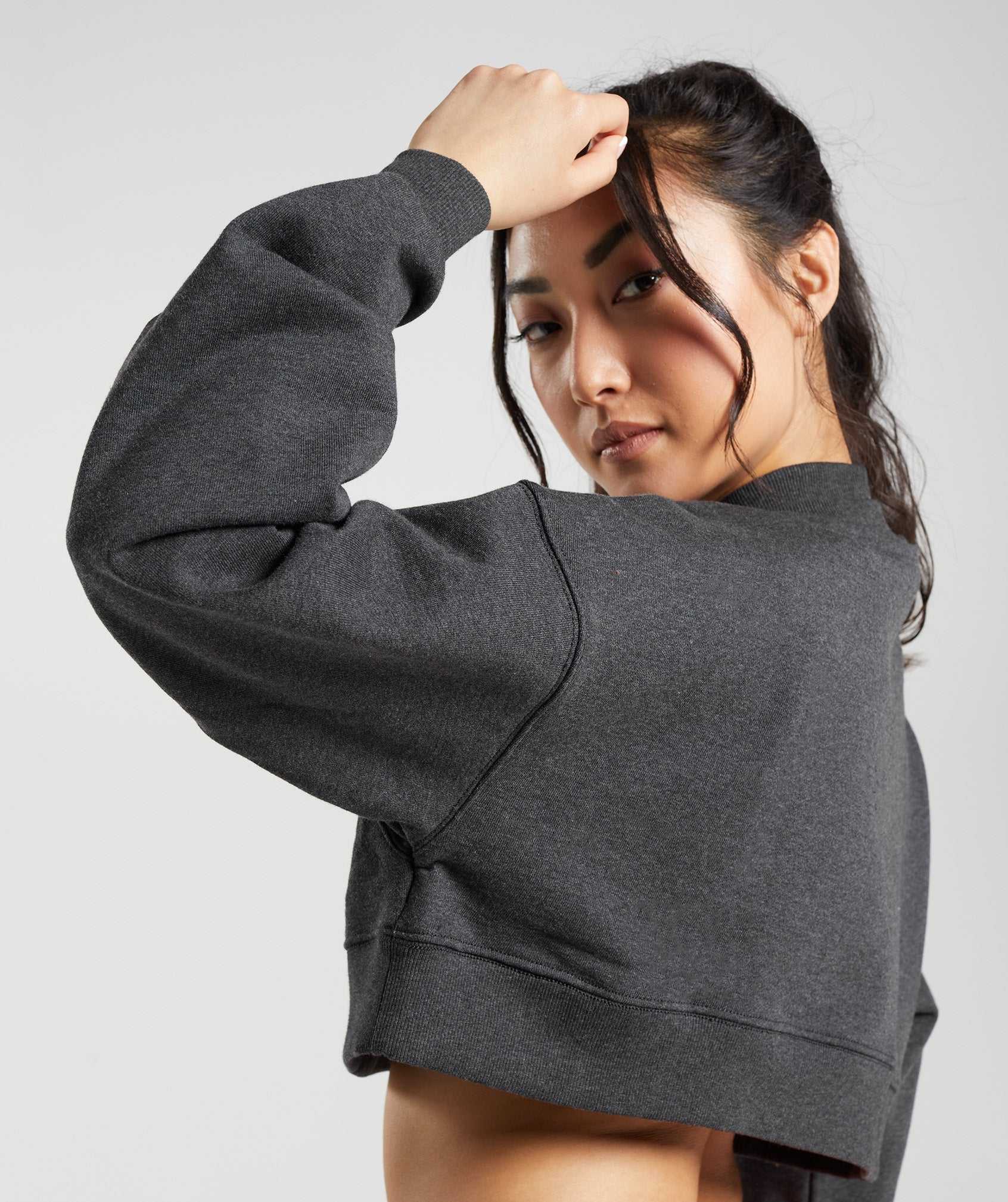 Black Gymshark Rest Day Sweats Cropped Women's Pullover | QGHYSE754