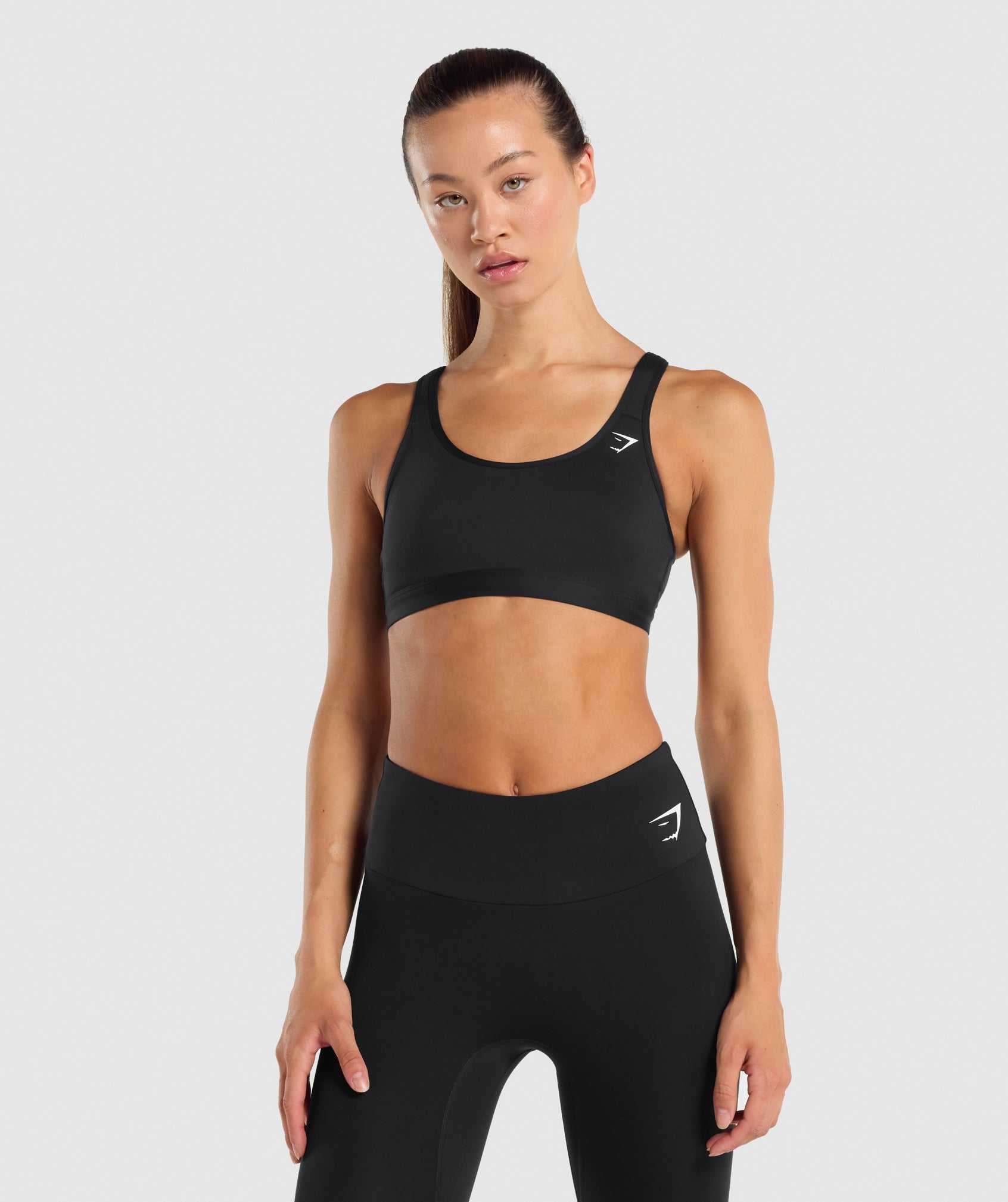 Black Gymshark Scoop Neck Women\'s Sports Bra | ZLSCWJ703