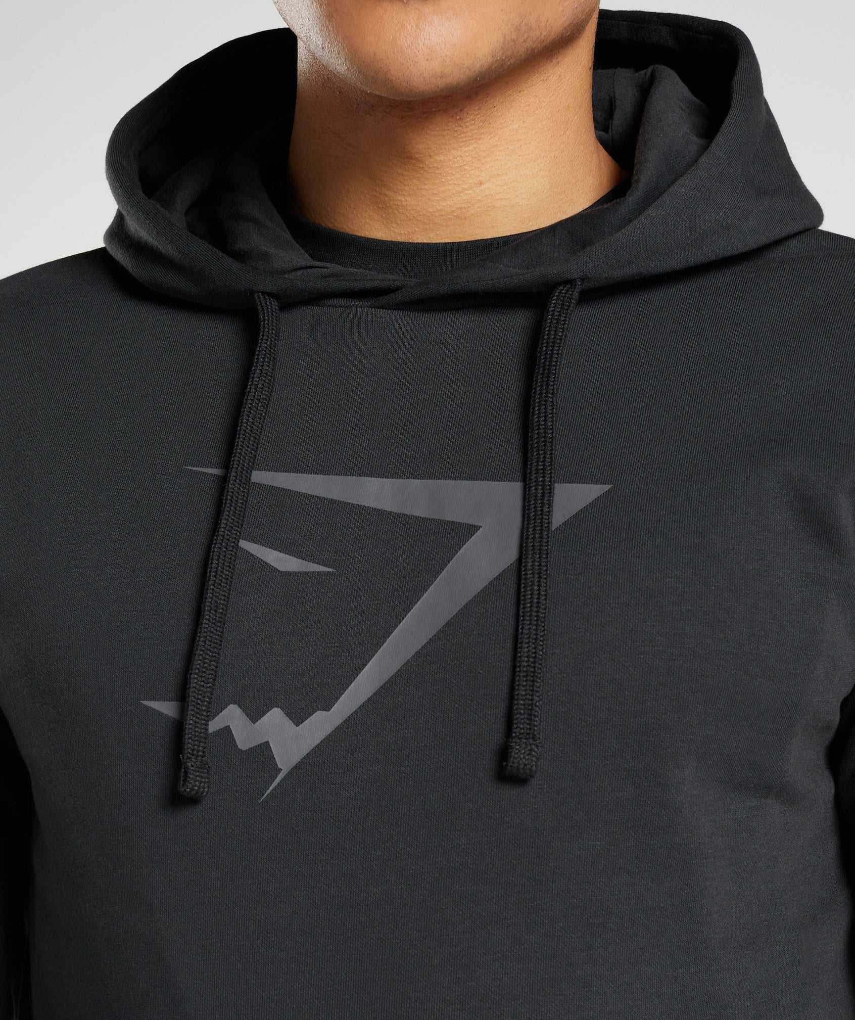 Black Gymshark Sharkhead Infill Men's Hoodie | QCSNOX074