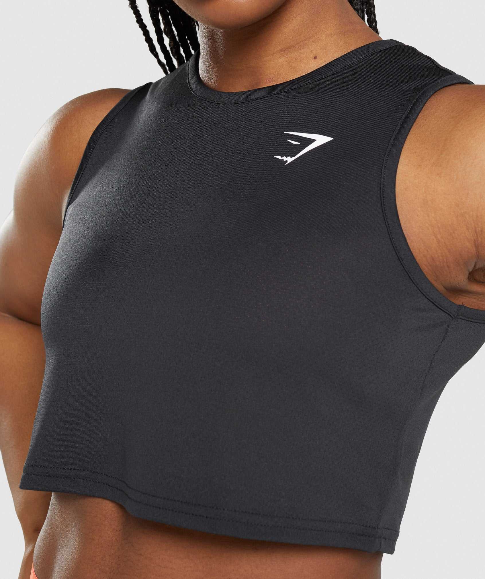 Black Gymshark Training Crop Women's Tanks | JRYZLD029