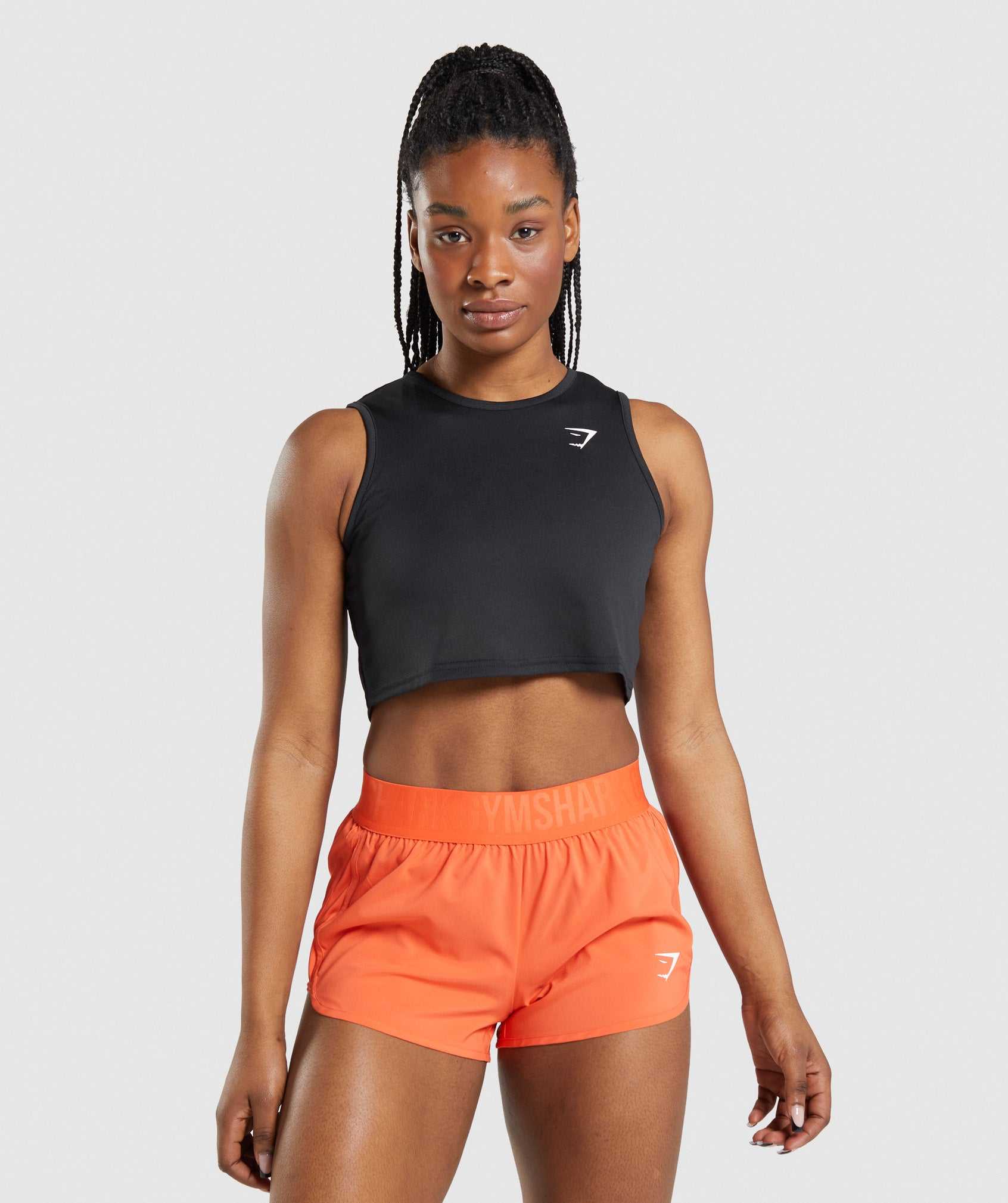 Black Gymshark Training Crop Women\'s Tanks | JRYZLD029