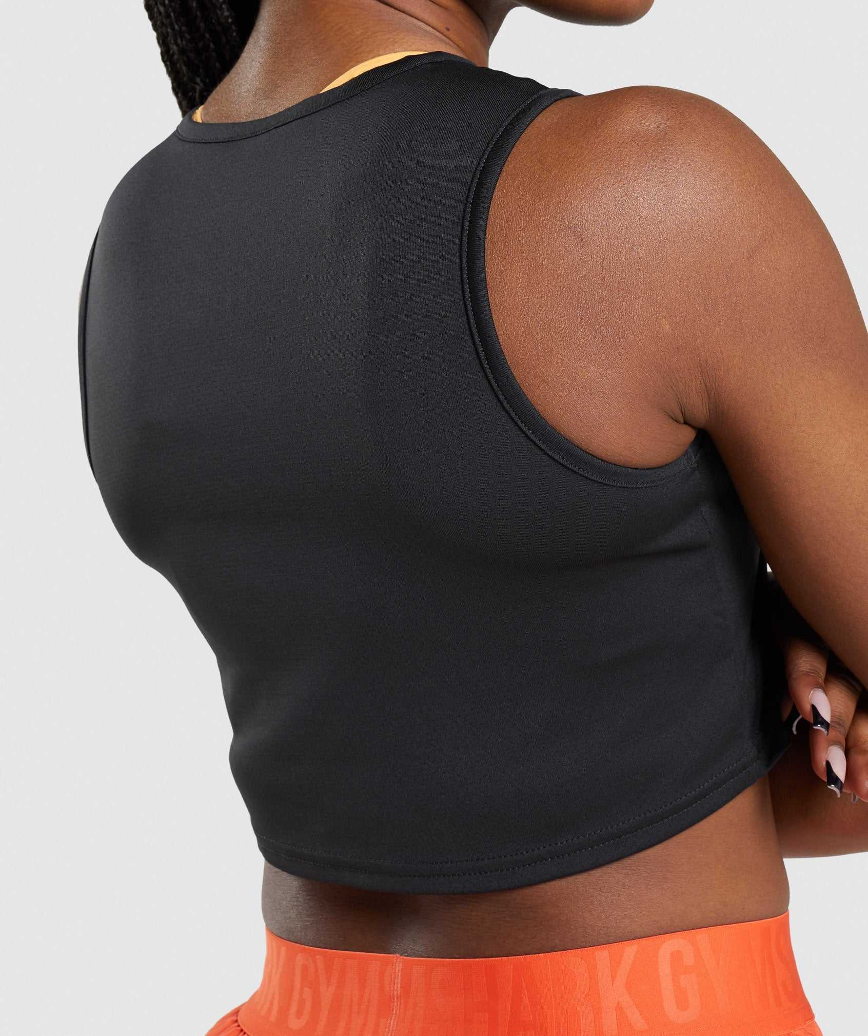 Black Gymshark Training Crop Women's Tops | KNZDMR567