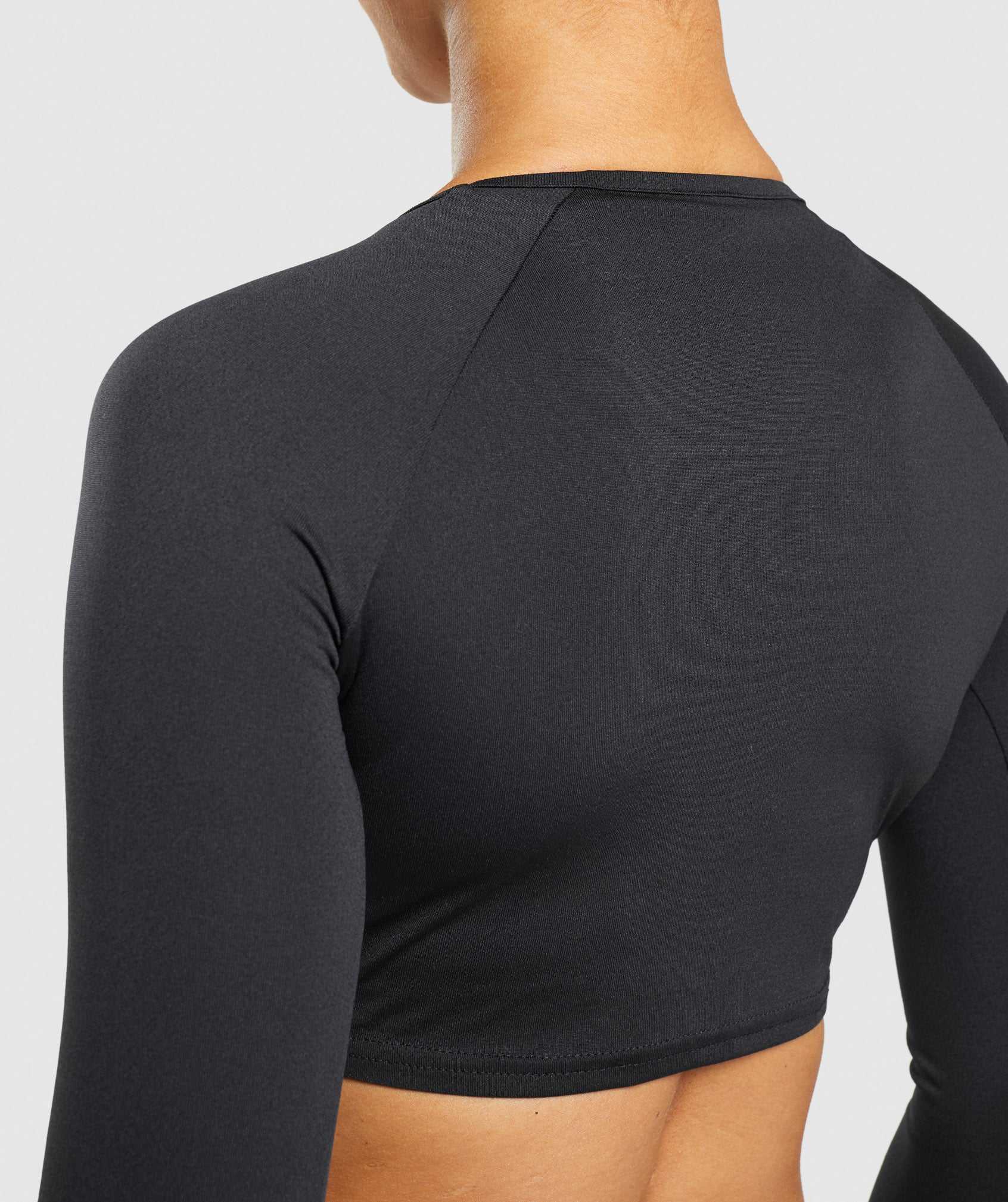 Black Gymshark Training Long Sleeve Crop Women's Tops | KXQMGU032