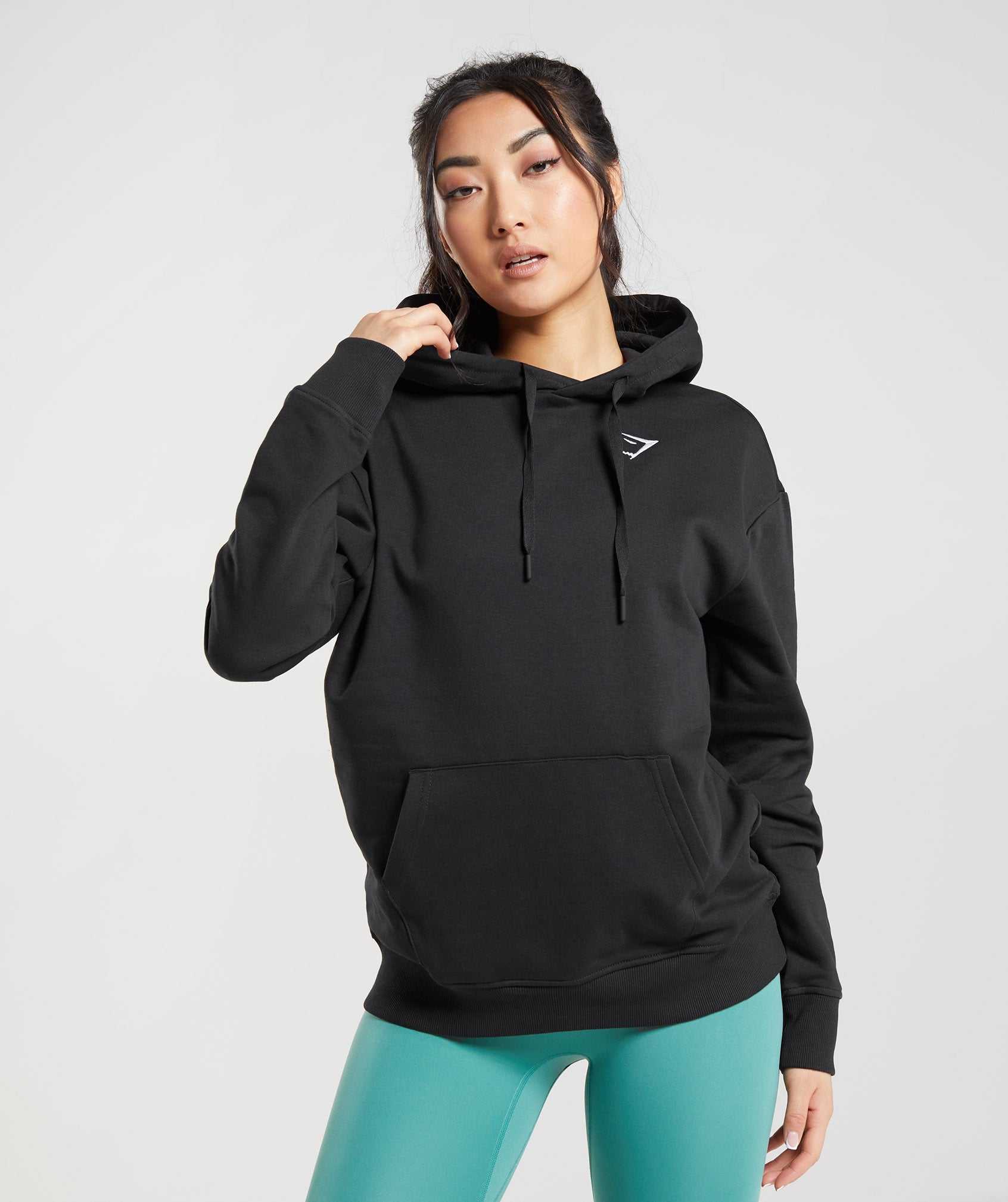 Black Gymshark Training Oversized Women's Hoodie | EIRVUB046