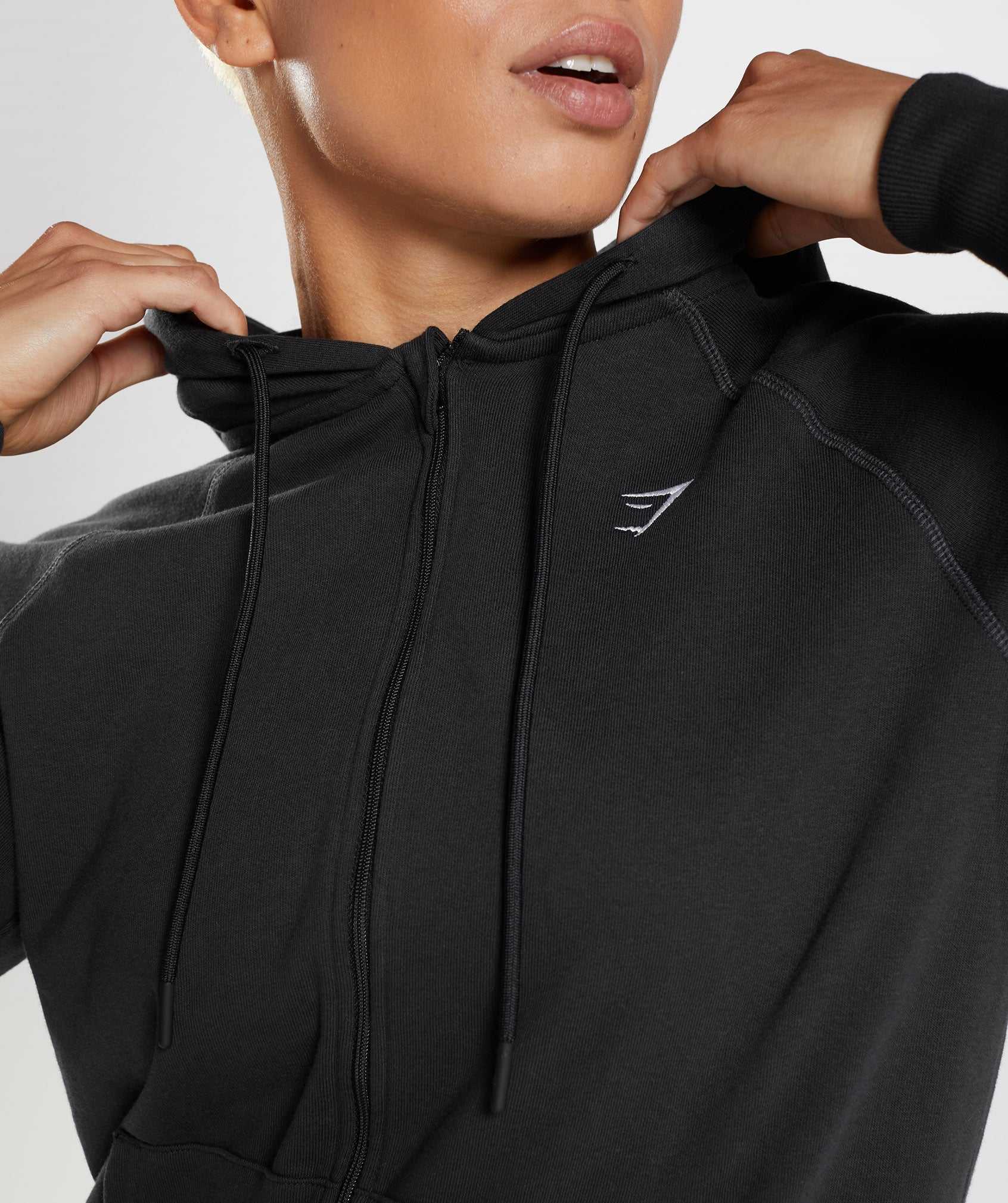 Black Gymshark Training Zip Women's Hoodie | JCZOXH941