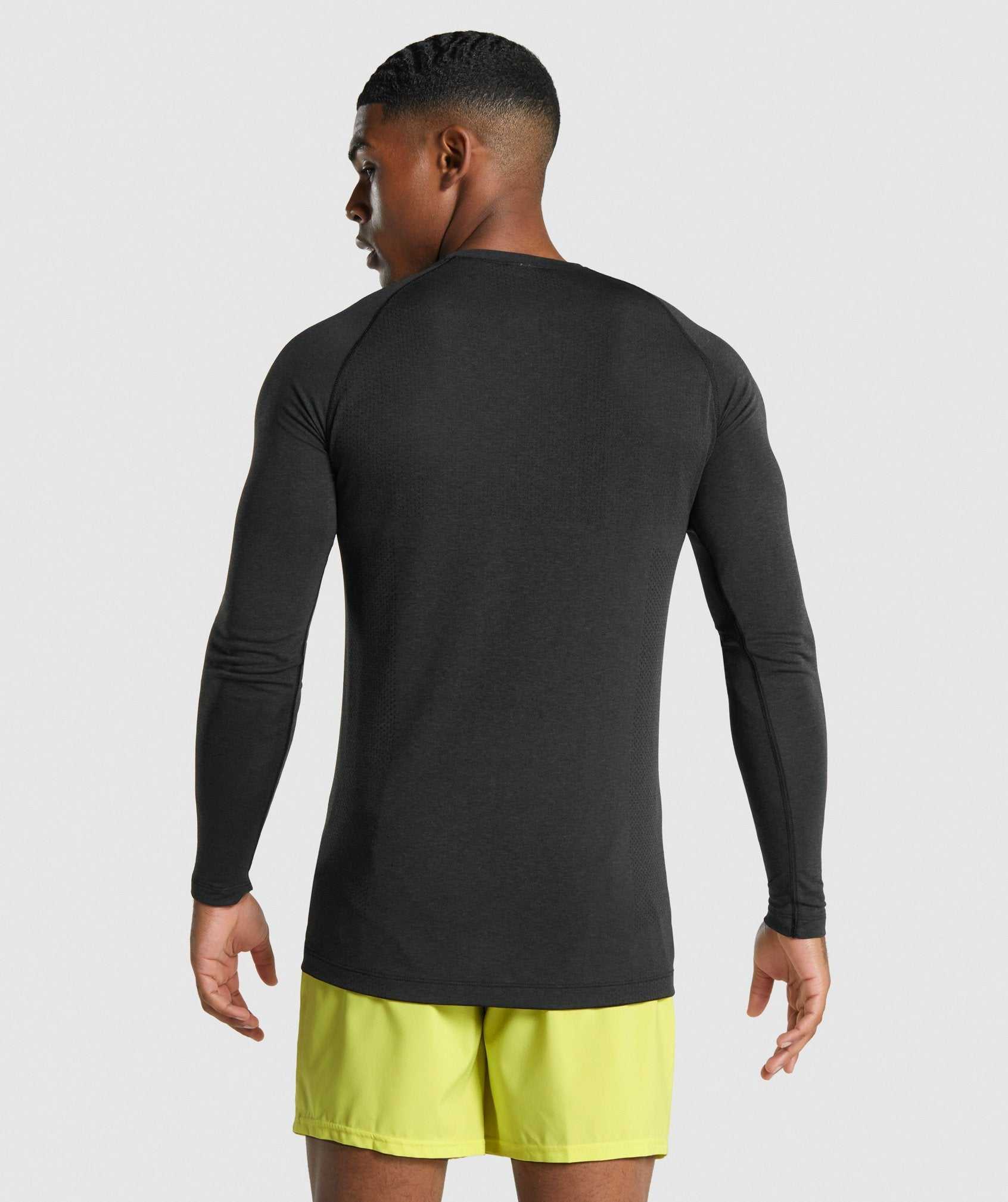 Black Gymshark Vital Light Seamless Long Sleeve Men's T Shirts | IZXYMA417