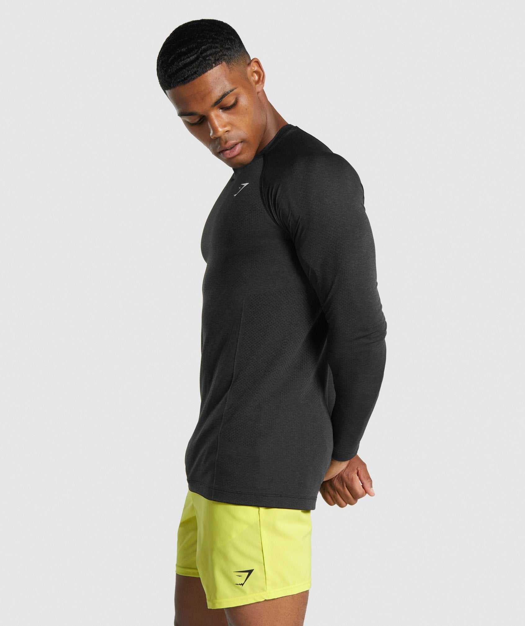 Black Gymshark Vital Light Seamless Long Sleeve Men's T Shirts | IZXYMA417