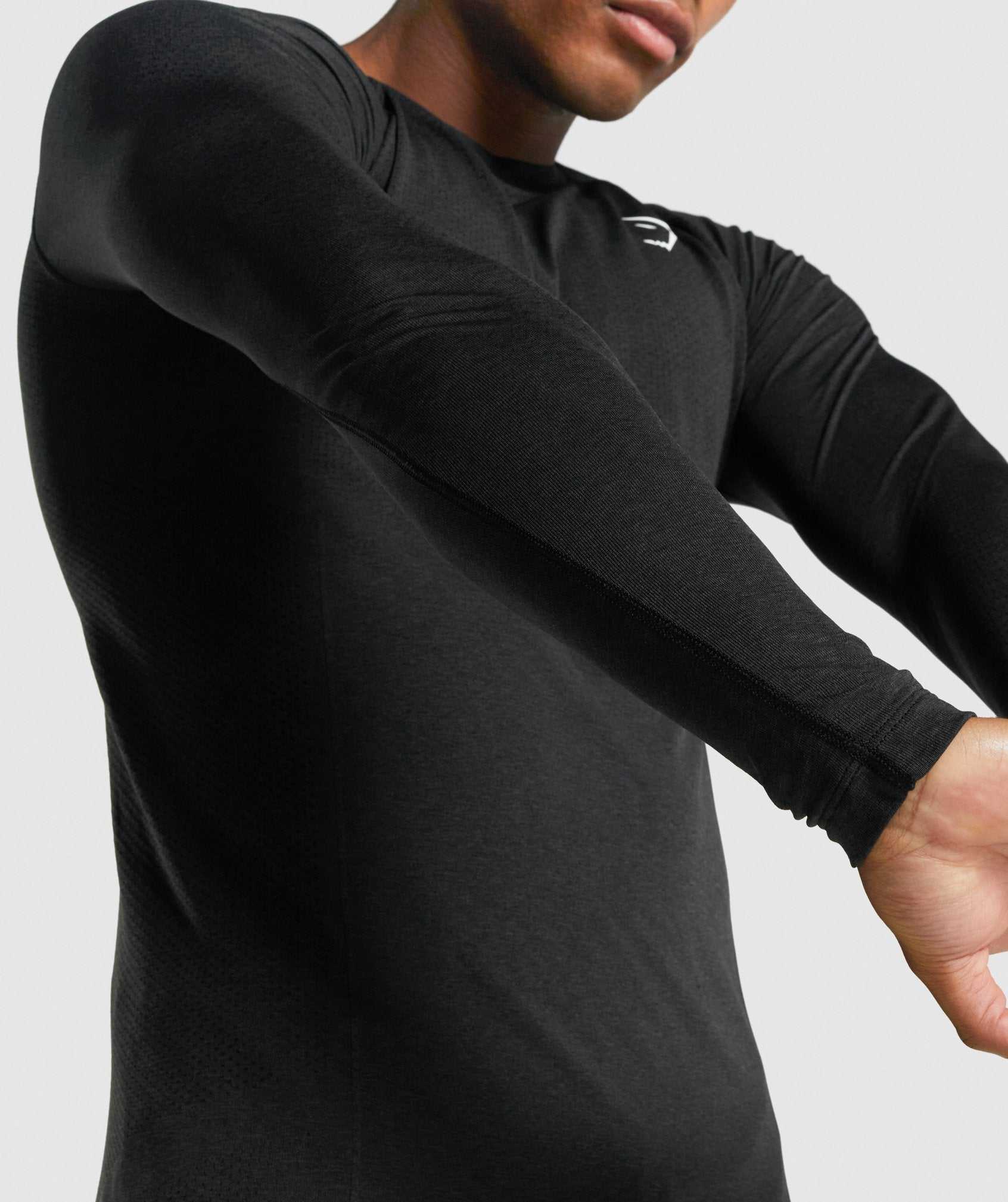 Black Gymshark Vital Light Seamless Long Sleeve Men's T Shirts | IZXYMA417