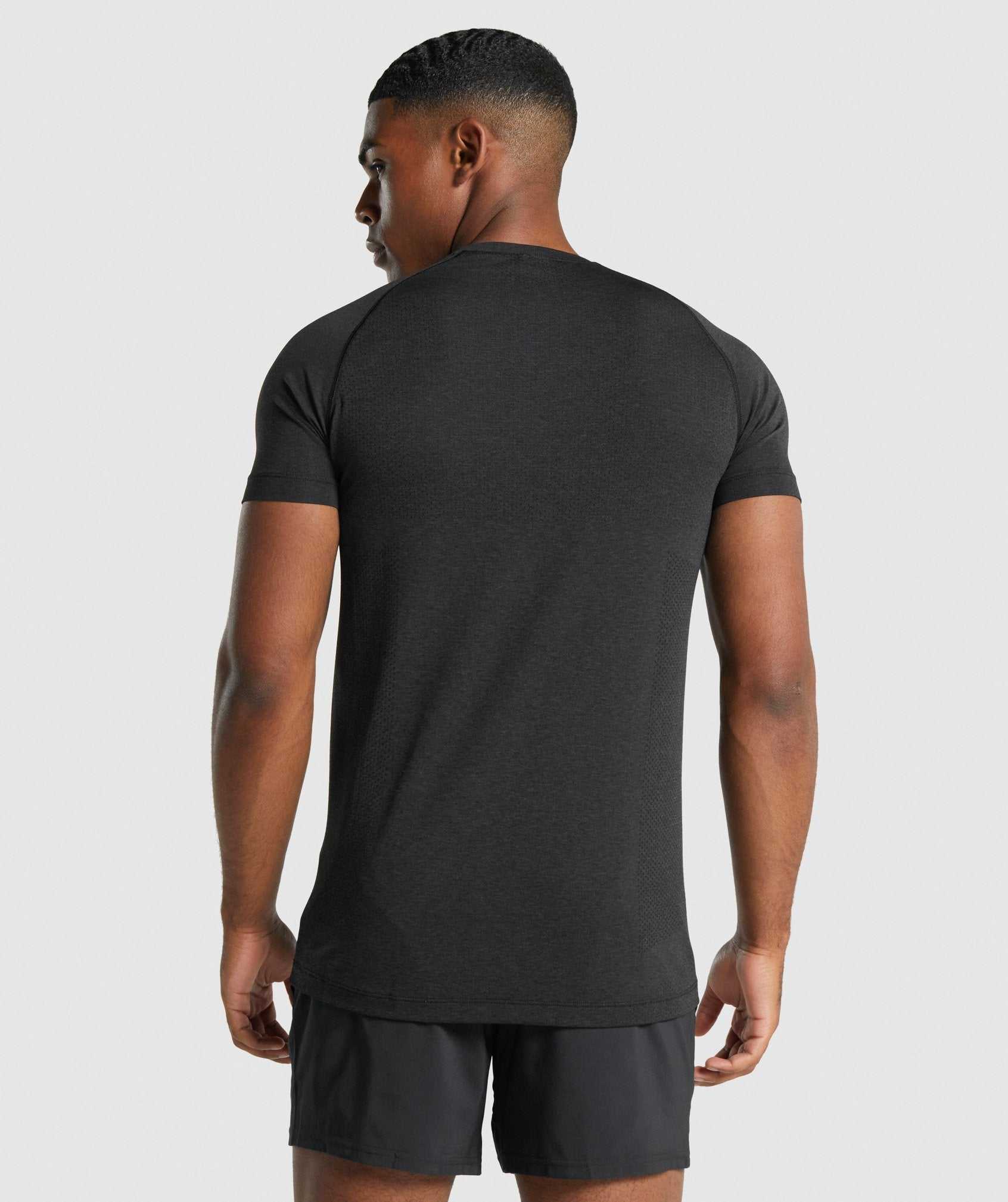 Black Gymshark Vital Light Seamless Men's T Shirts | POSFIC305