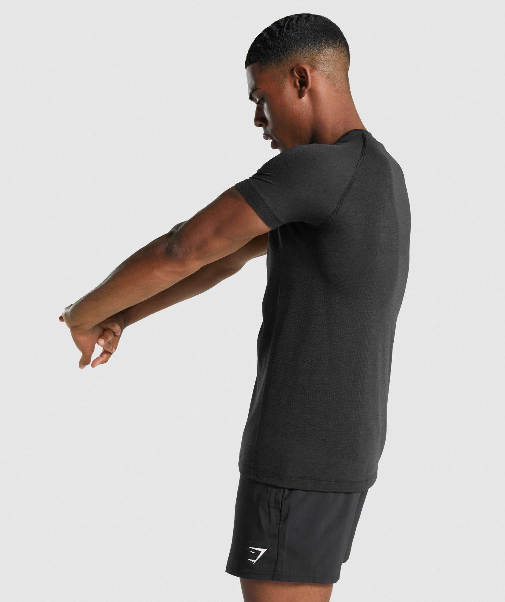 Black Gymshark Vital Light Seamless Men's T Shirts | POSFIC305