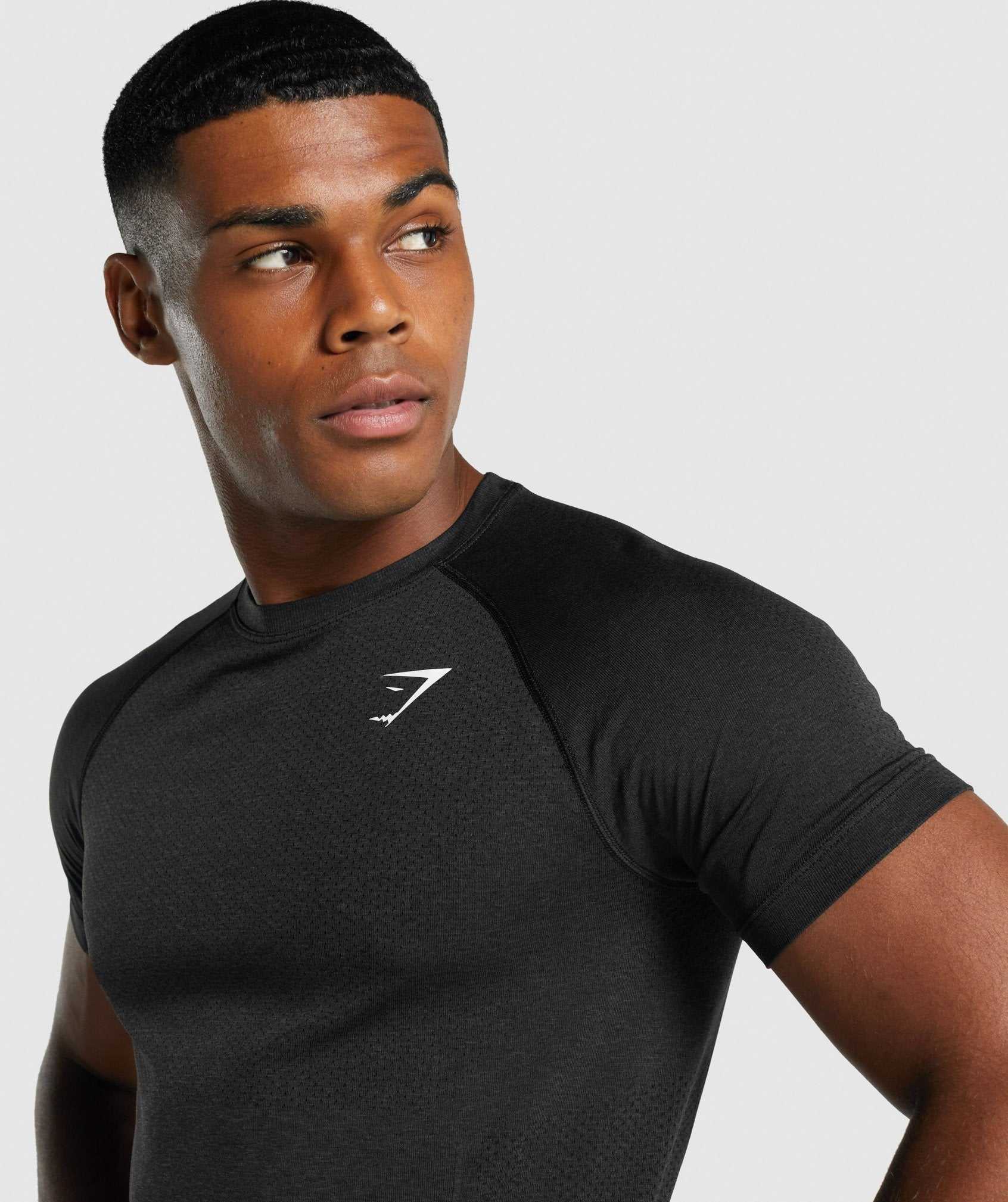 Black Gymshark Vital Light Seamless Men's T Shirts | POSFIC305