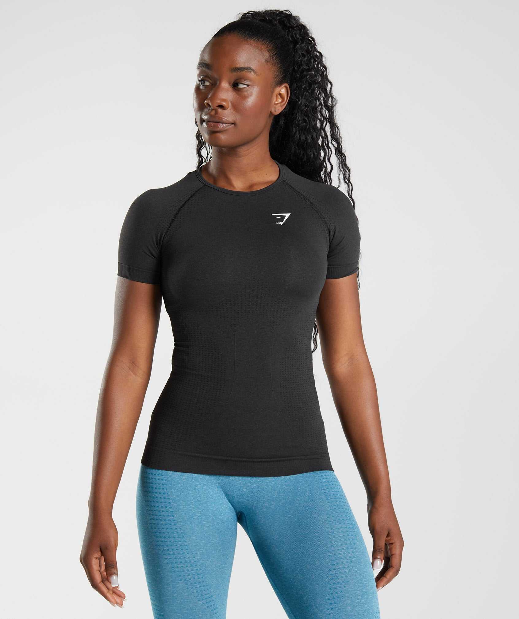 Black Gymshark Vital Seamless 2.0 Women's T Shirts | SZKBHR034