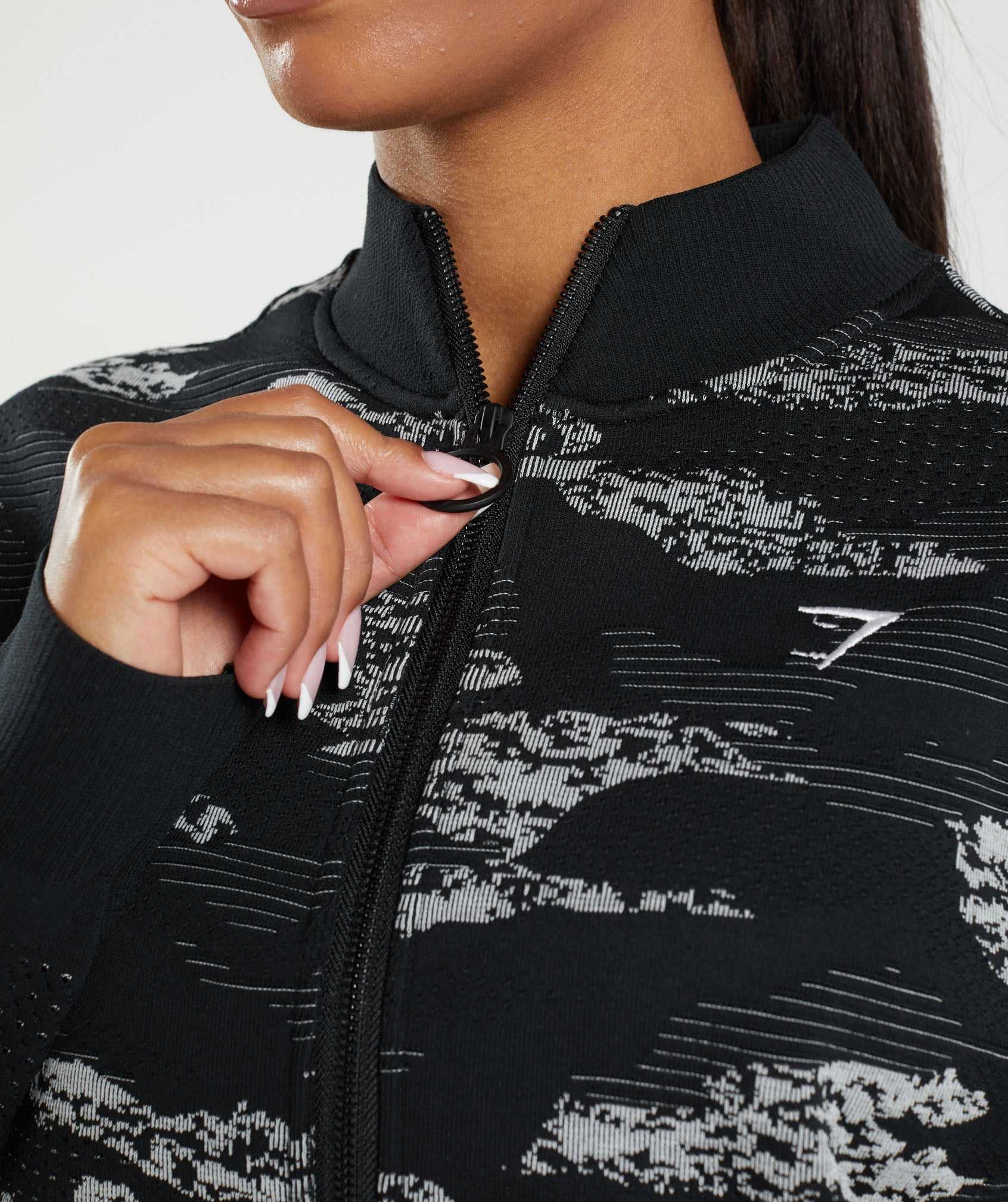 Black / Light Grey Gymshark Adapt Camo Seamless Track Women's Jackets | ZUERQP731