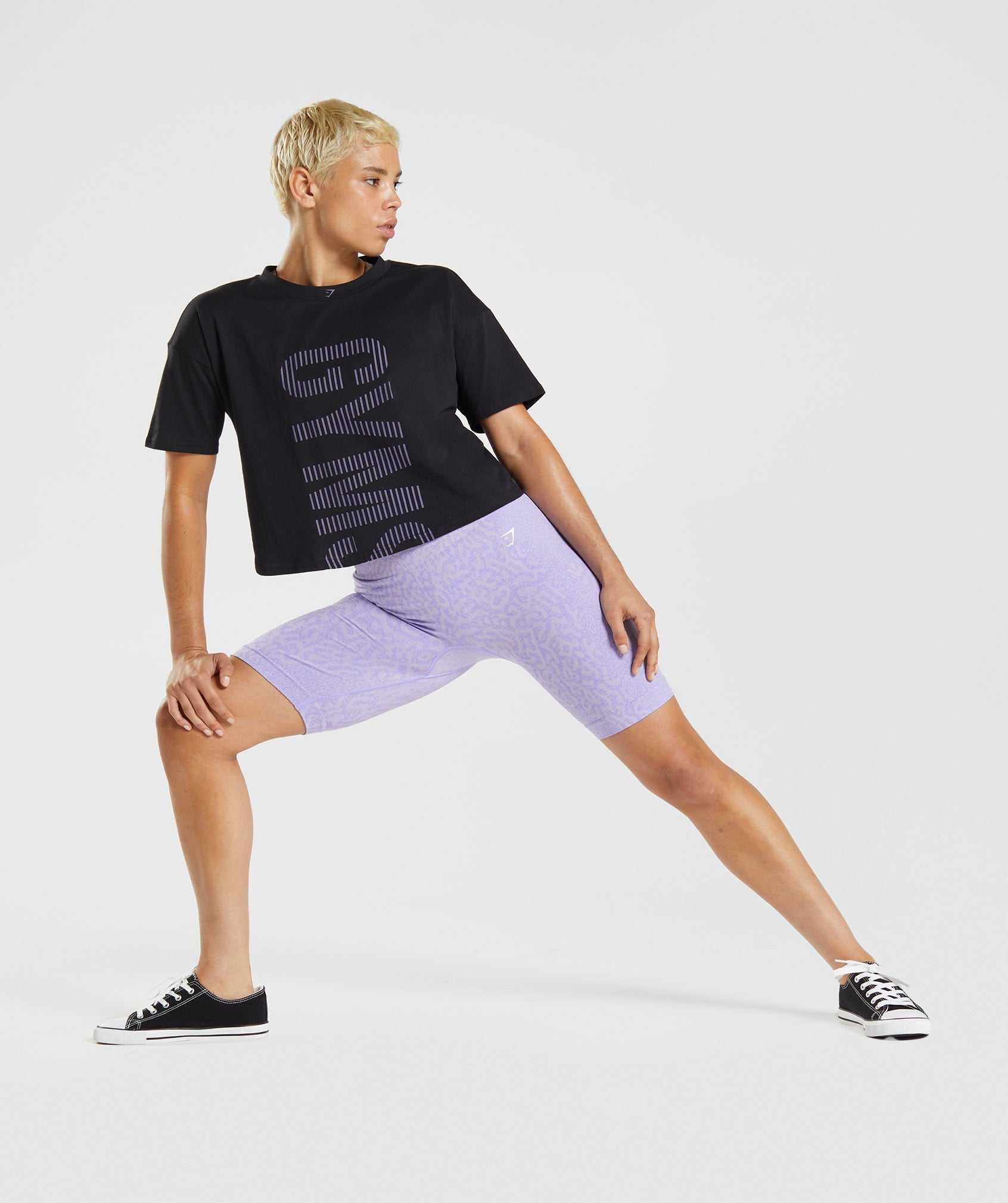 Black / Purple Gymshark 315 Midi Women's T Shirts | NFEVLC708