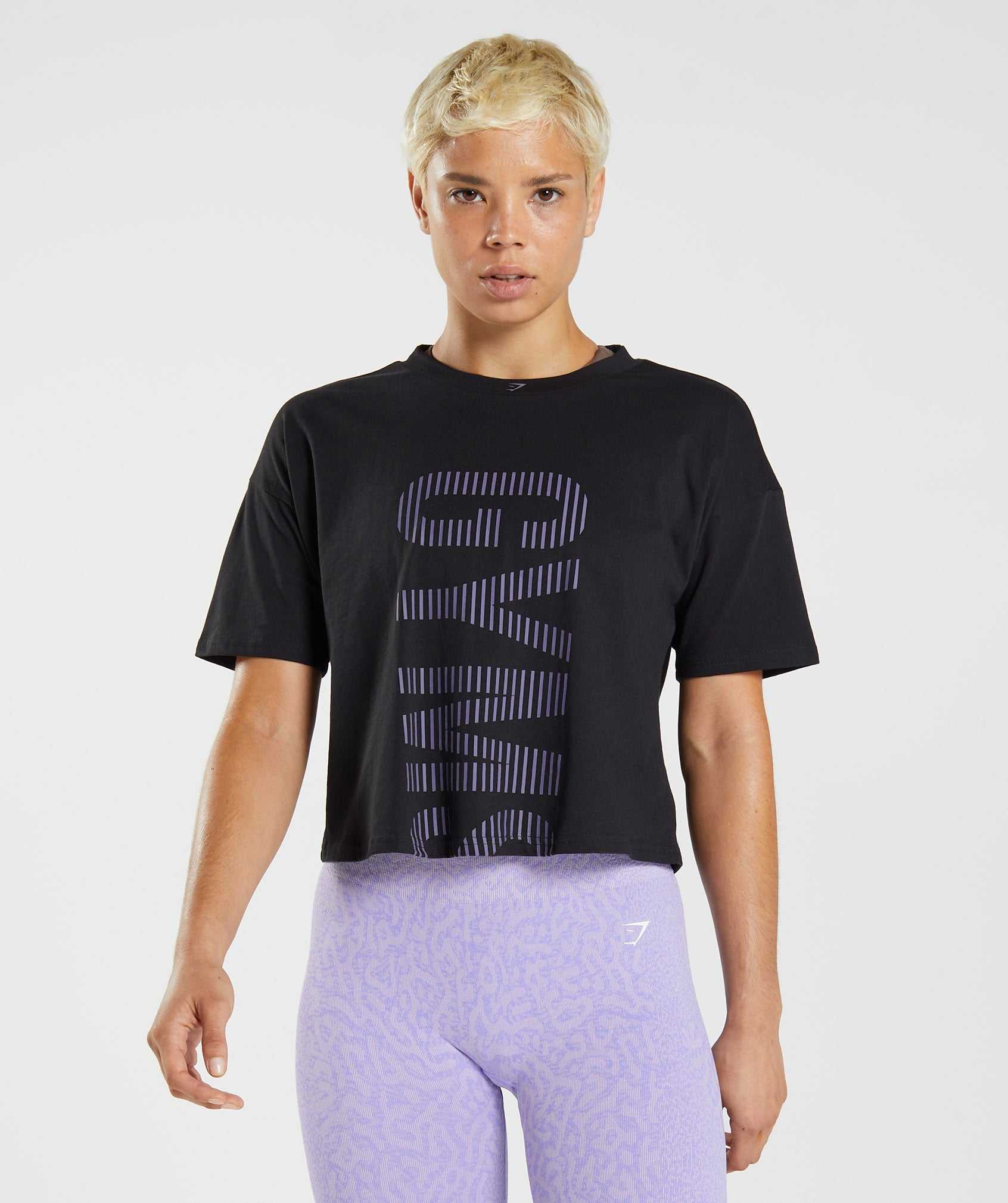 Black / Purple Gymshark 315 Midi Women\'s T Shirts | NFEVLC708