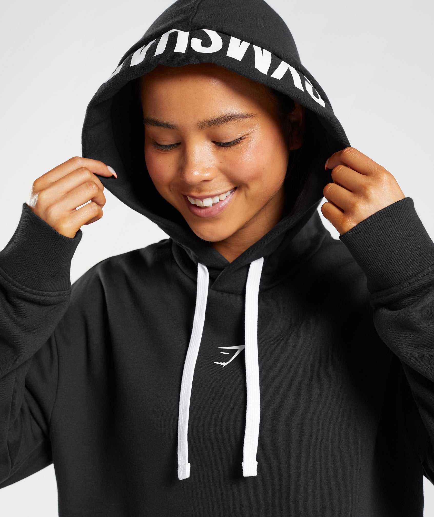 Black / White Gymshark Fraction Women's Hoodie | JTFMKH723