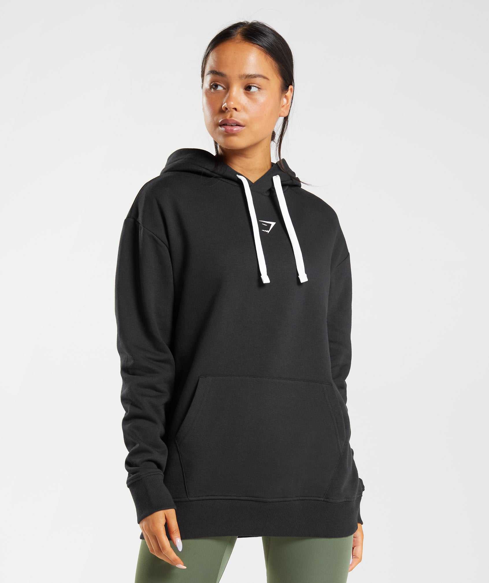 Black / White Gymshark Fraction Women's Hoodie | JTFMKH723