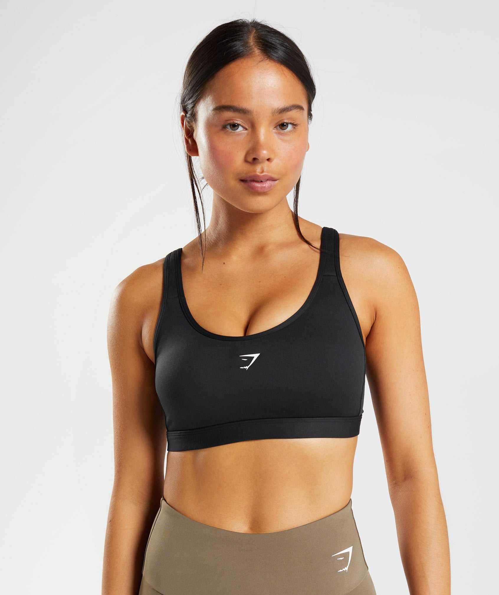 Black / White Gymshark Fraction Women's Sports Bra | NXZGFM023