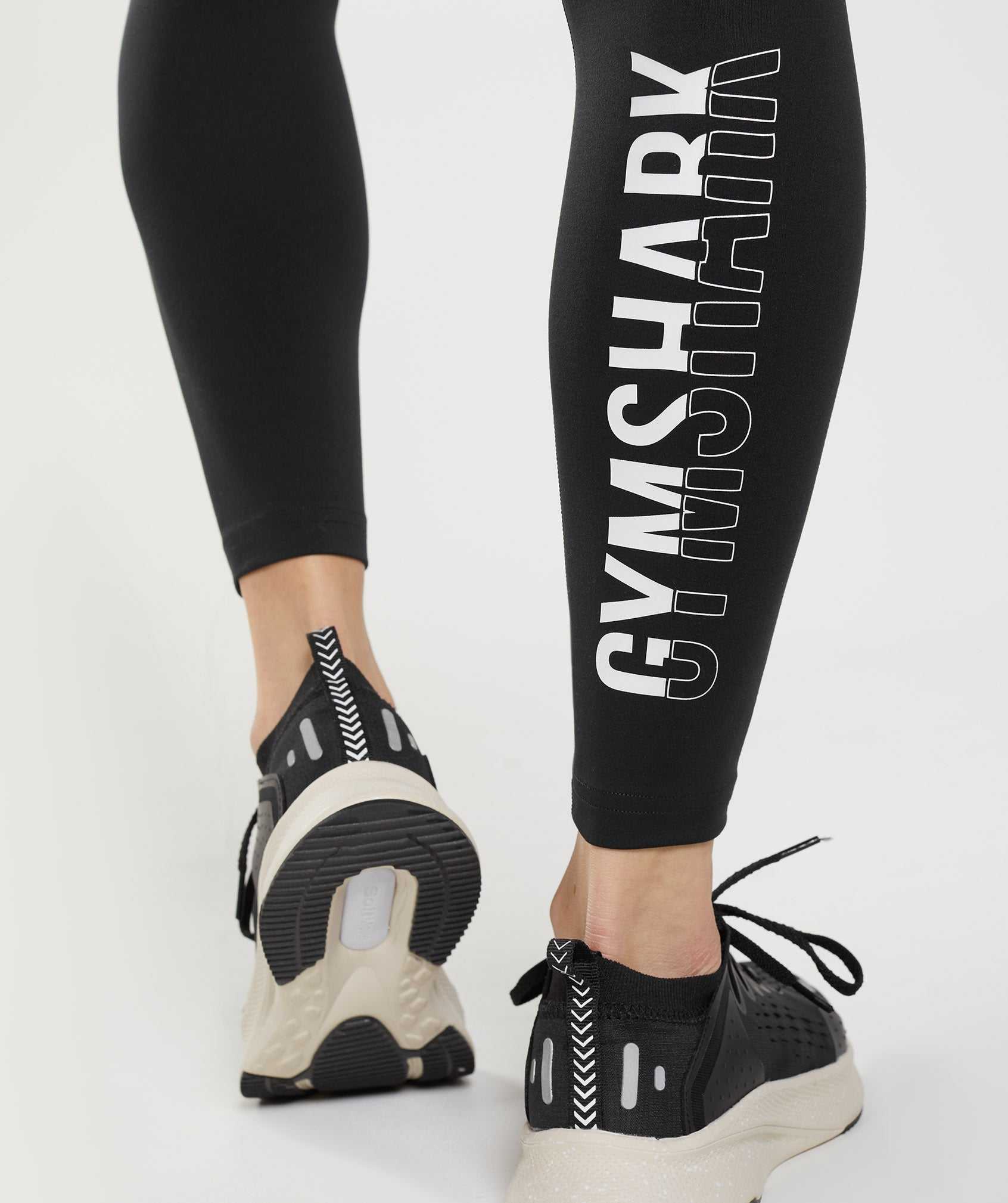 Black / White Gymshark Fraction Women's Leggings | SLDENI019