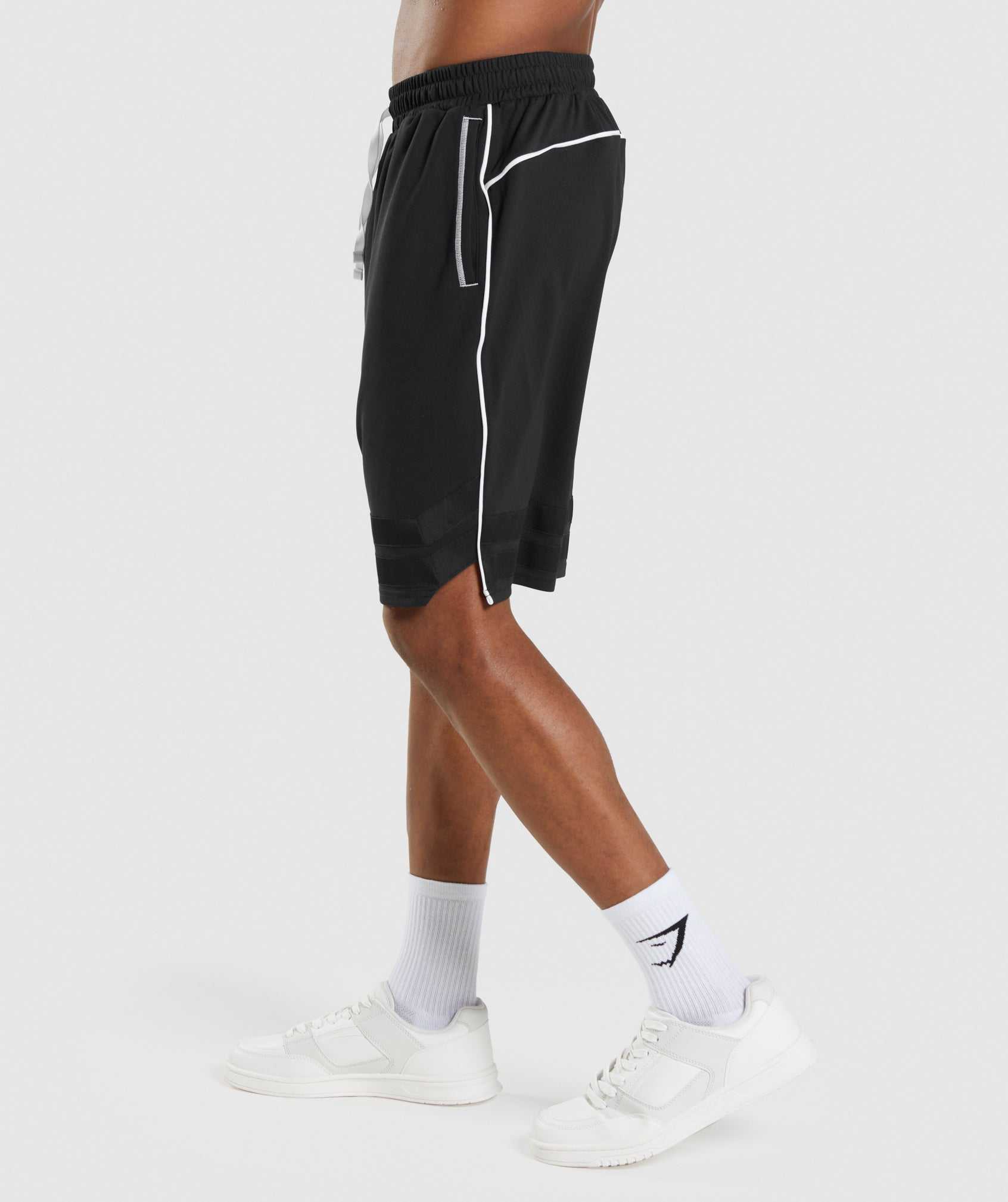 Black / White Gymshark Recess Basketball Men's Shorts | DTPERS602