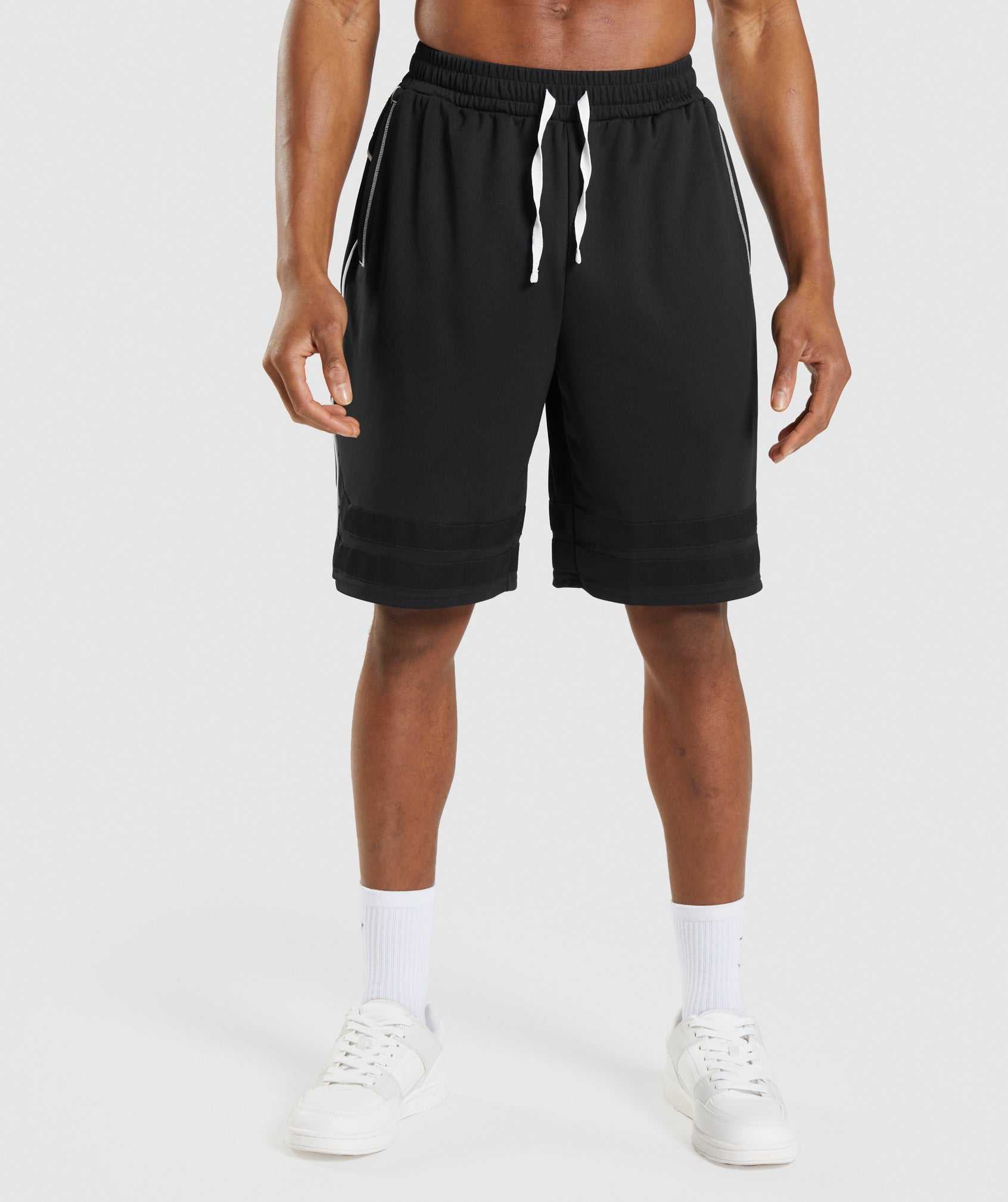 Black / White Gymshark Recess Basketball Men\'s Shorts | DTPERS602