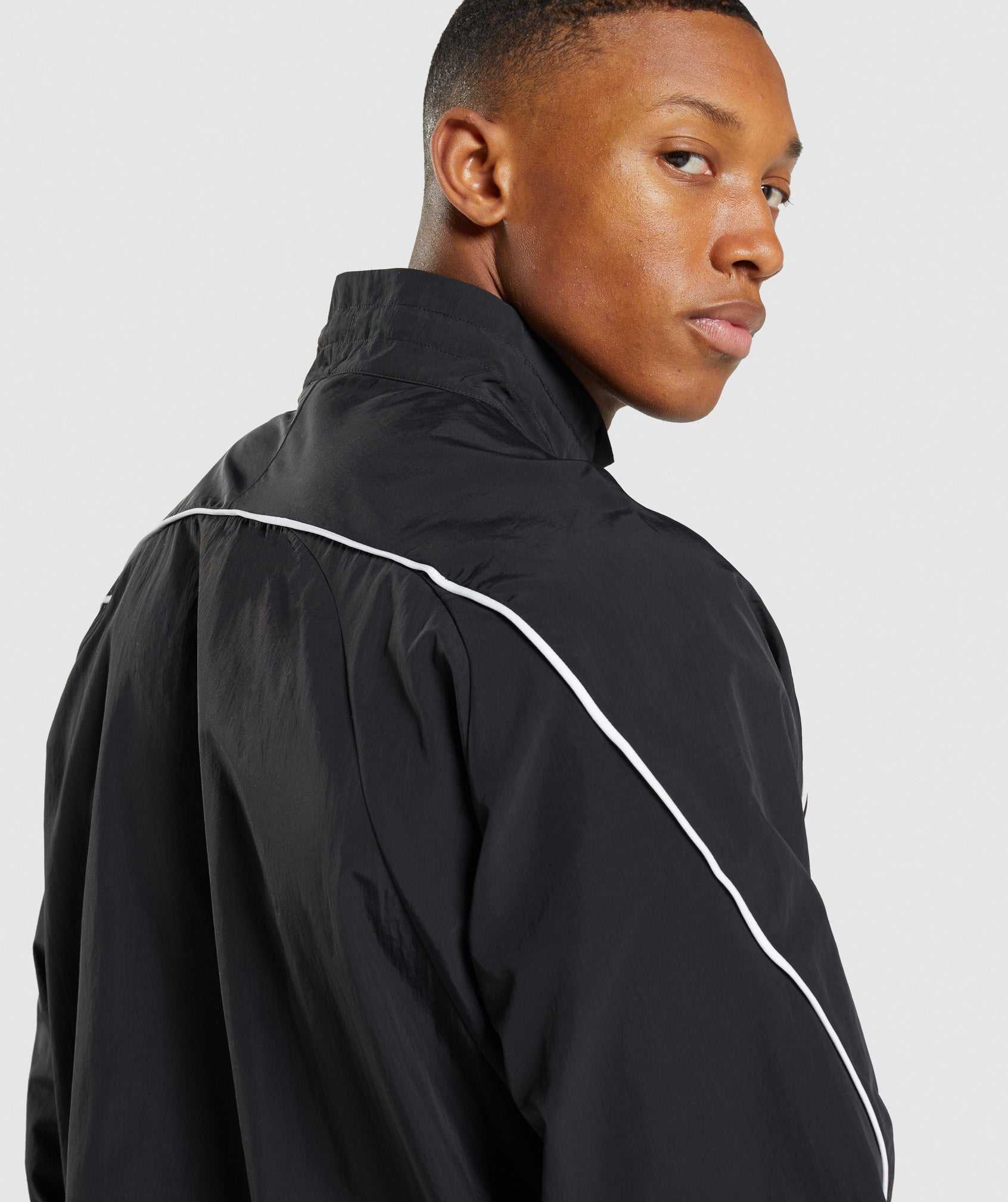 Black / White Gymshark Recess Lightweight Men's Jackets | RNZKOQ857