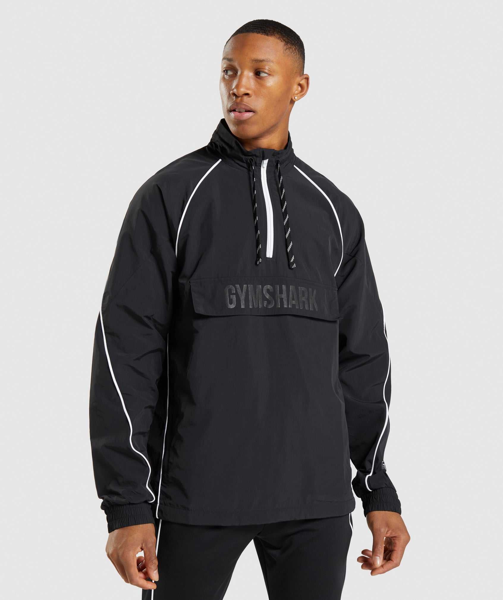 Black / White Gymshark Recess Lightweight Men\'s Jackets | RNZKOQ857