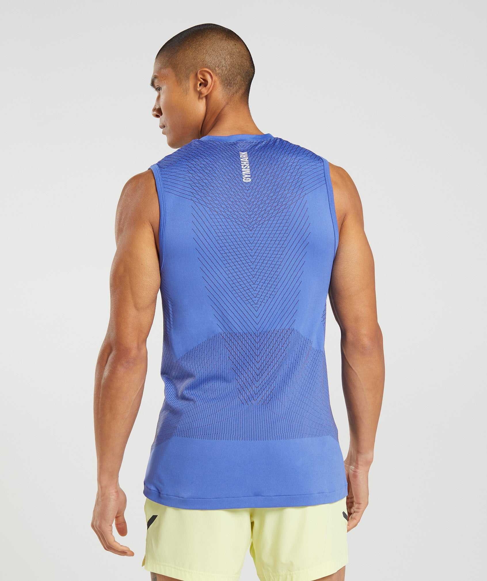 Blue / Black Grey Gymshark Apex Seamless Men's Tanks | HVAQMX253