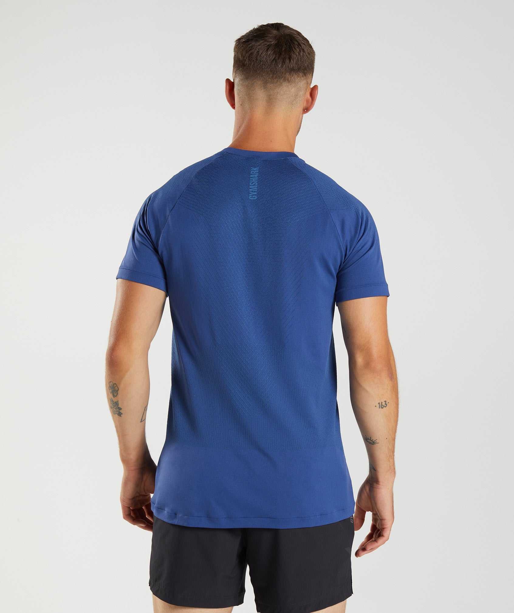 Blue / Blue Gymshark Apex Seamless Men's T Shirts | EUABXQ095