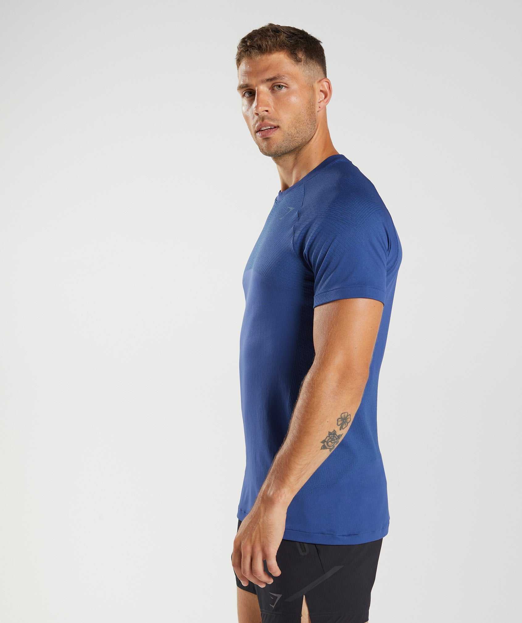 Blue / Blue Gymshark Apex Seamless Men's T Shirts | EUABXQ095