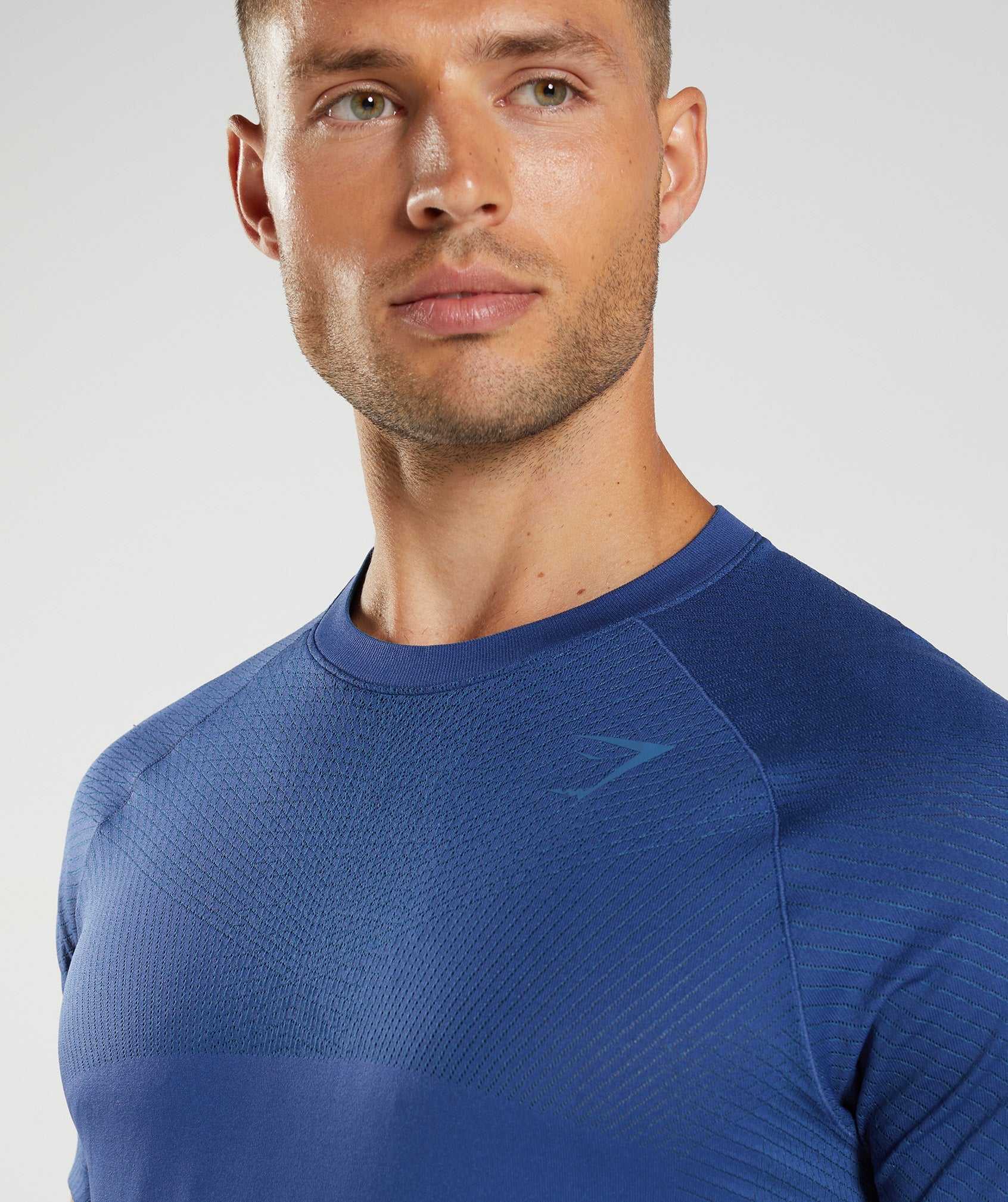 Blue / Blue Gymshark Apex Seamless Men's T Shirts | EUABXQ095