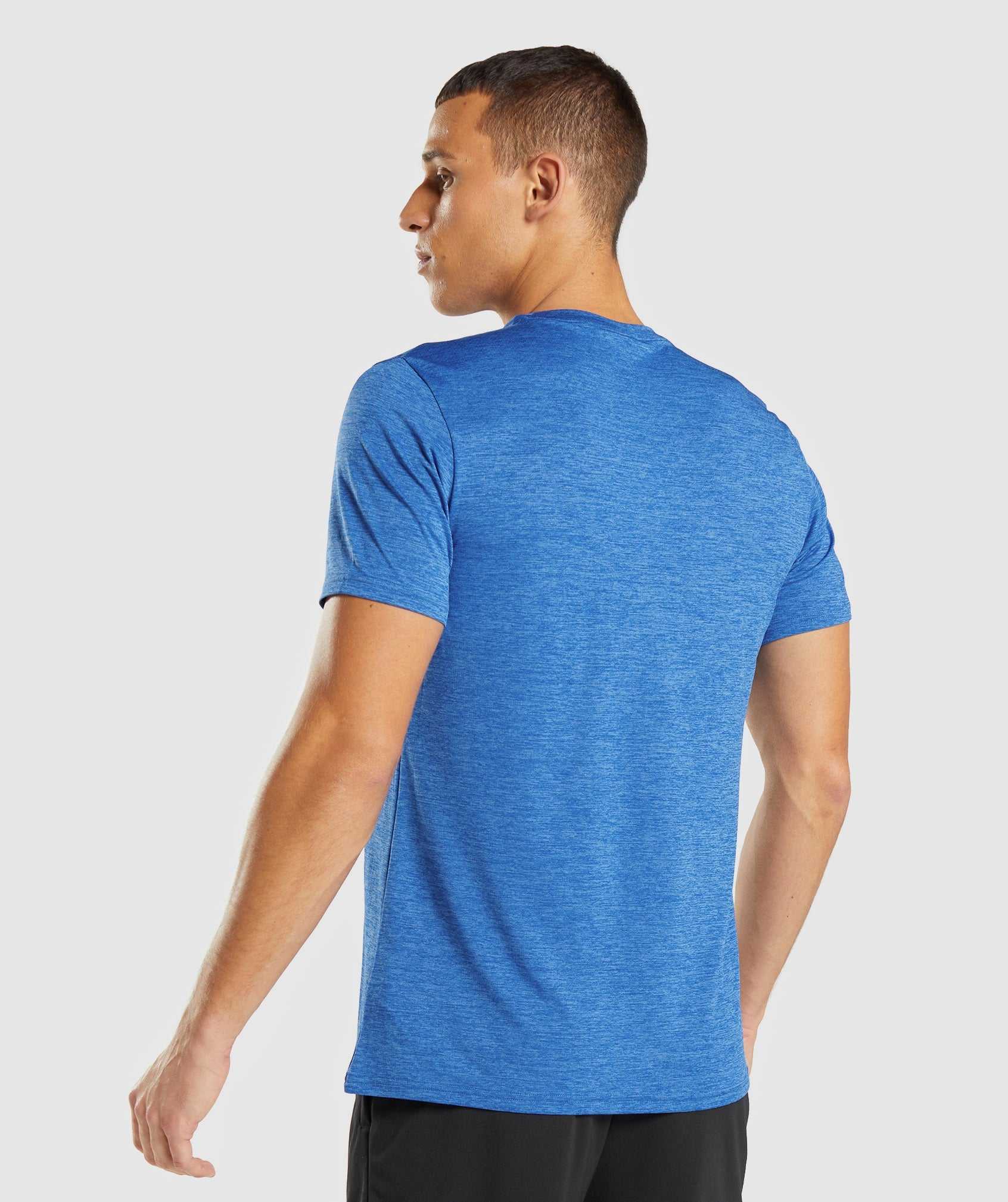 Blue / Blue Gymshark Arrival Marl Men's T Shirts | UPMLRD035