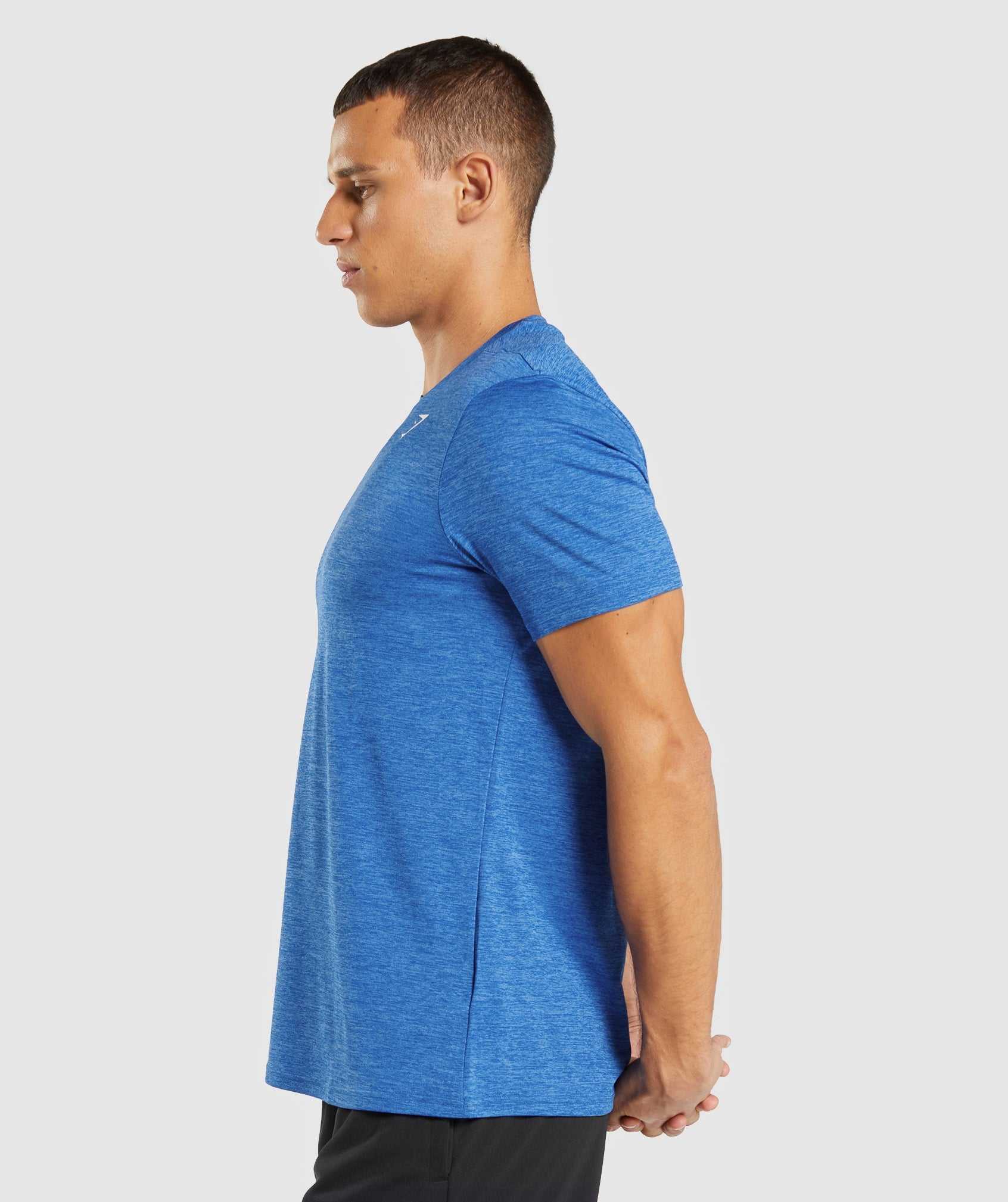 Blue / Blue Gymshark Arrival Marl Men's T Shirts | UPMLRD035