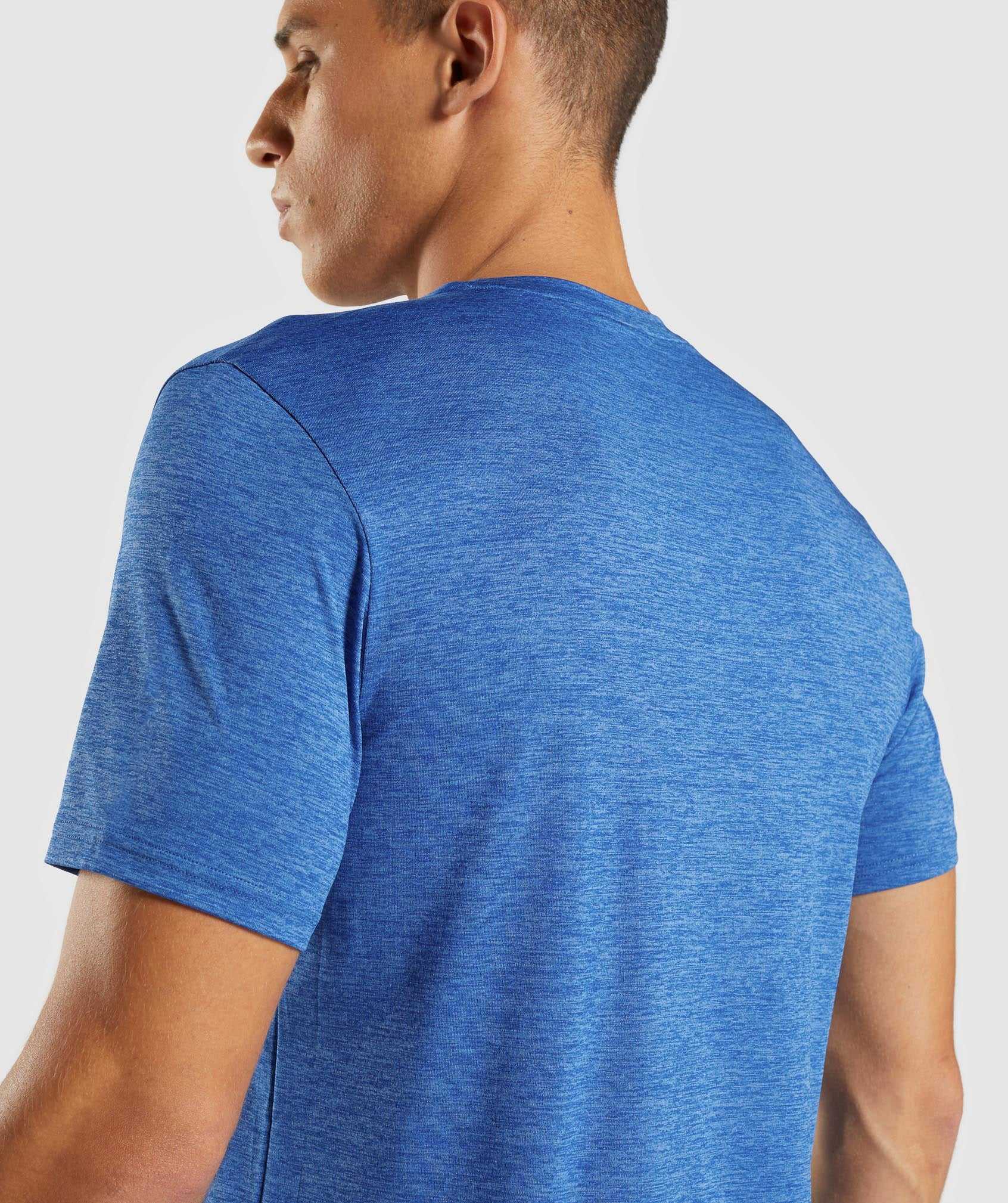 Blue / Blue Gymshark Arrival Marl Men's T Shirts | UPMLRD035