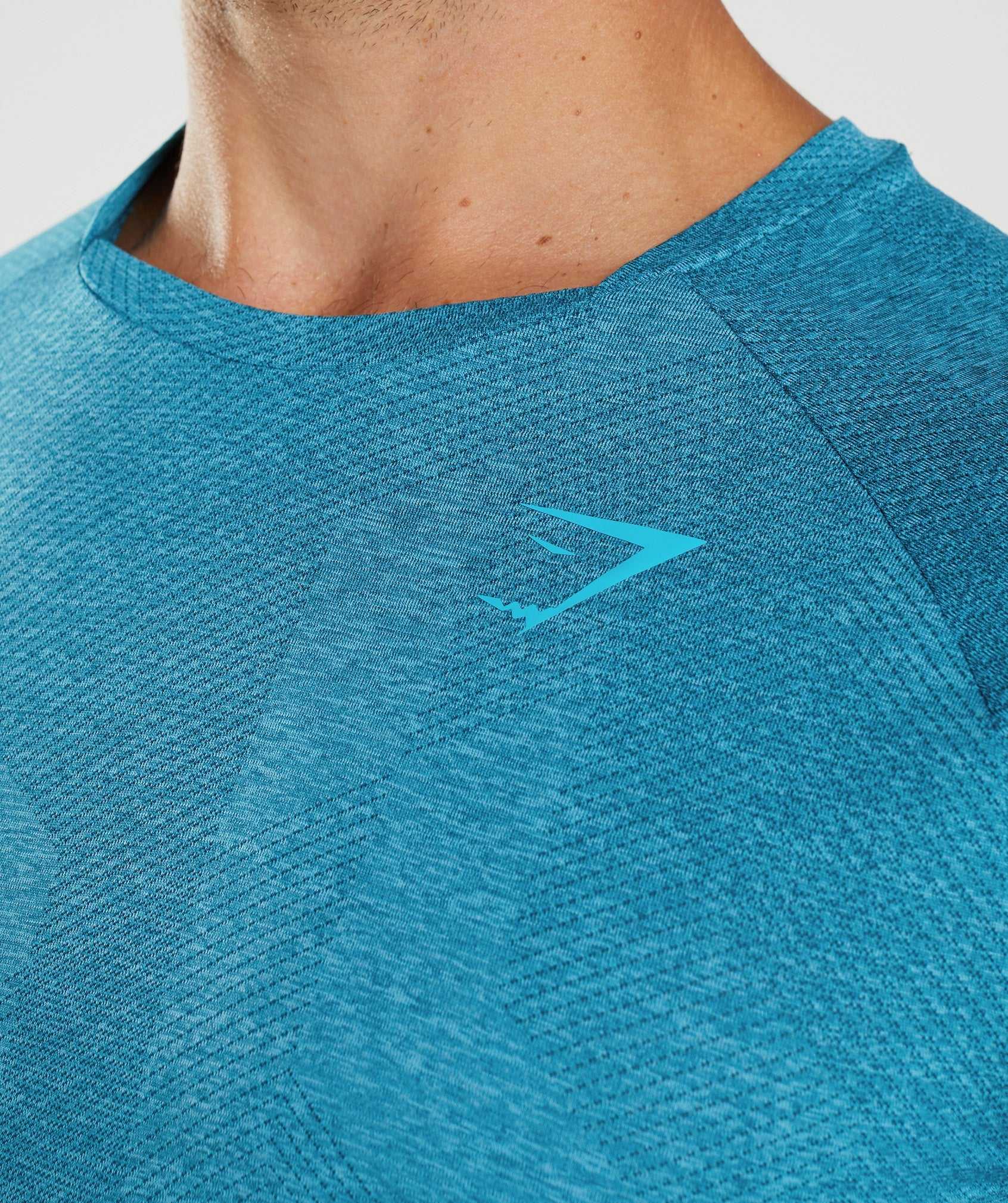 Blue / Dark Grey Blue Gymshark Apex Long Sleeve Men's T Shirts | AYORLD894