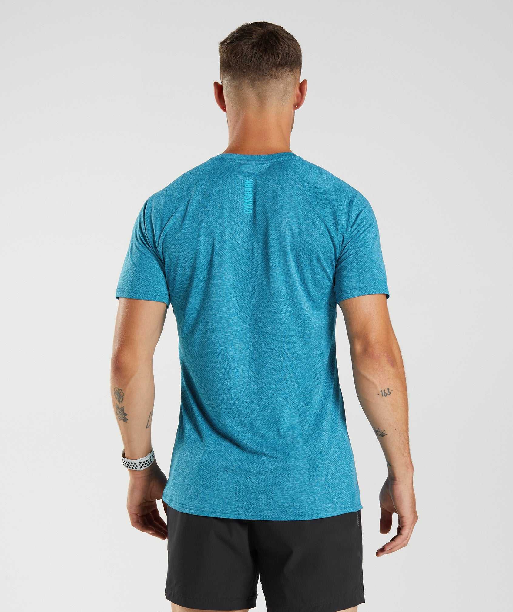 Blue / Dark Grey Blue Gymshark Apex Men's T Shirts | EYRCAX602