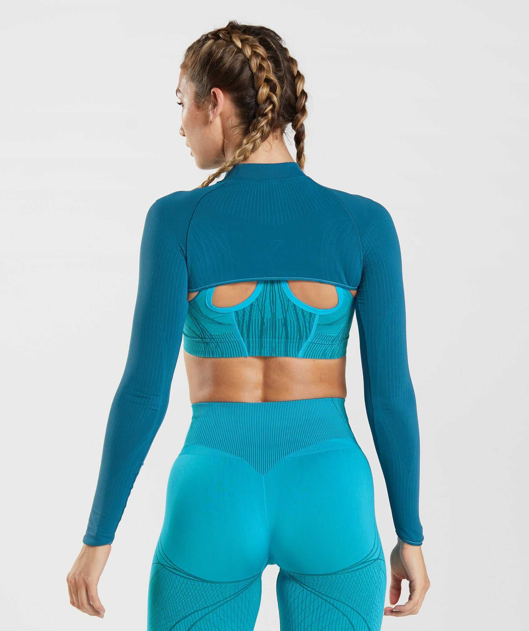 Blue / Dark Grey Blue Gymshark Apex Seamless Shrug Women's Pullover | FUYELX650