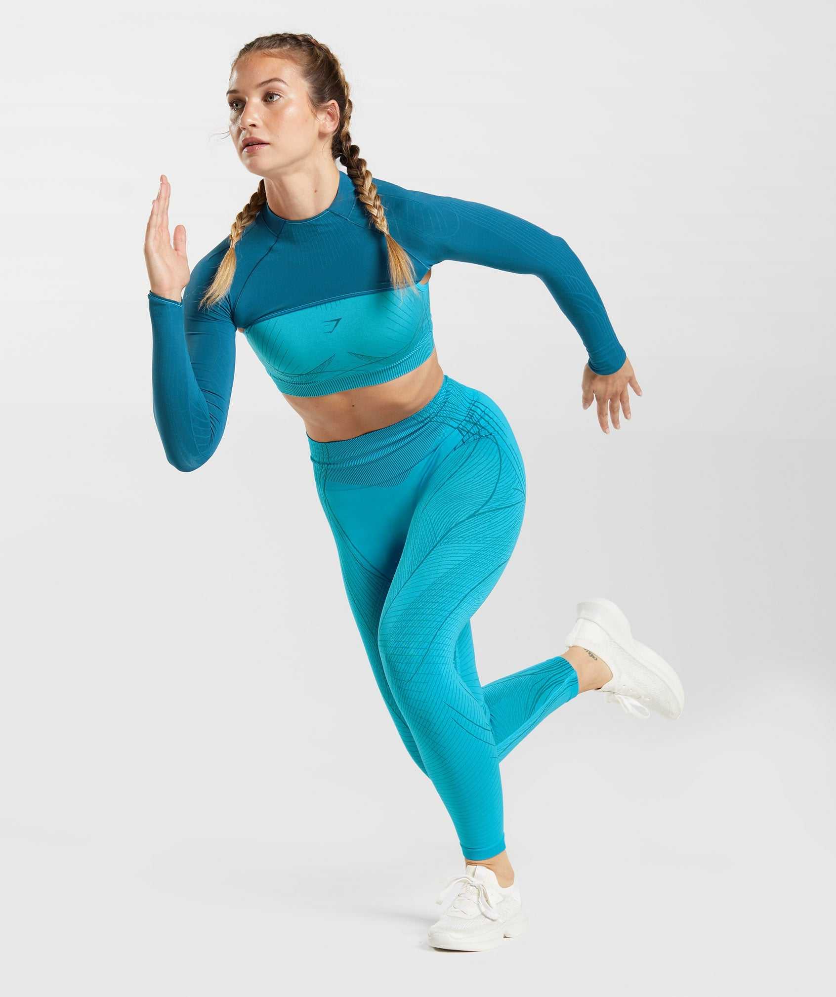 Blue / Dark Grey Blue Gymshark Apex Seamless Shrug Women's Pullover | FUYELX650