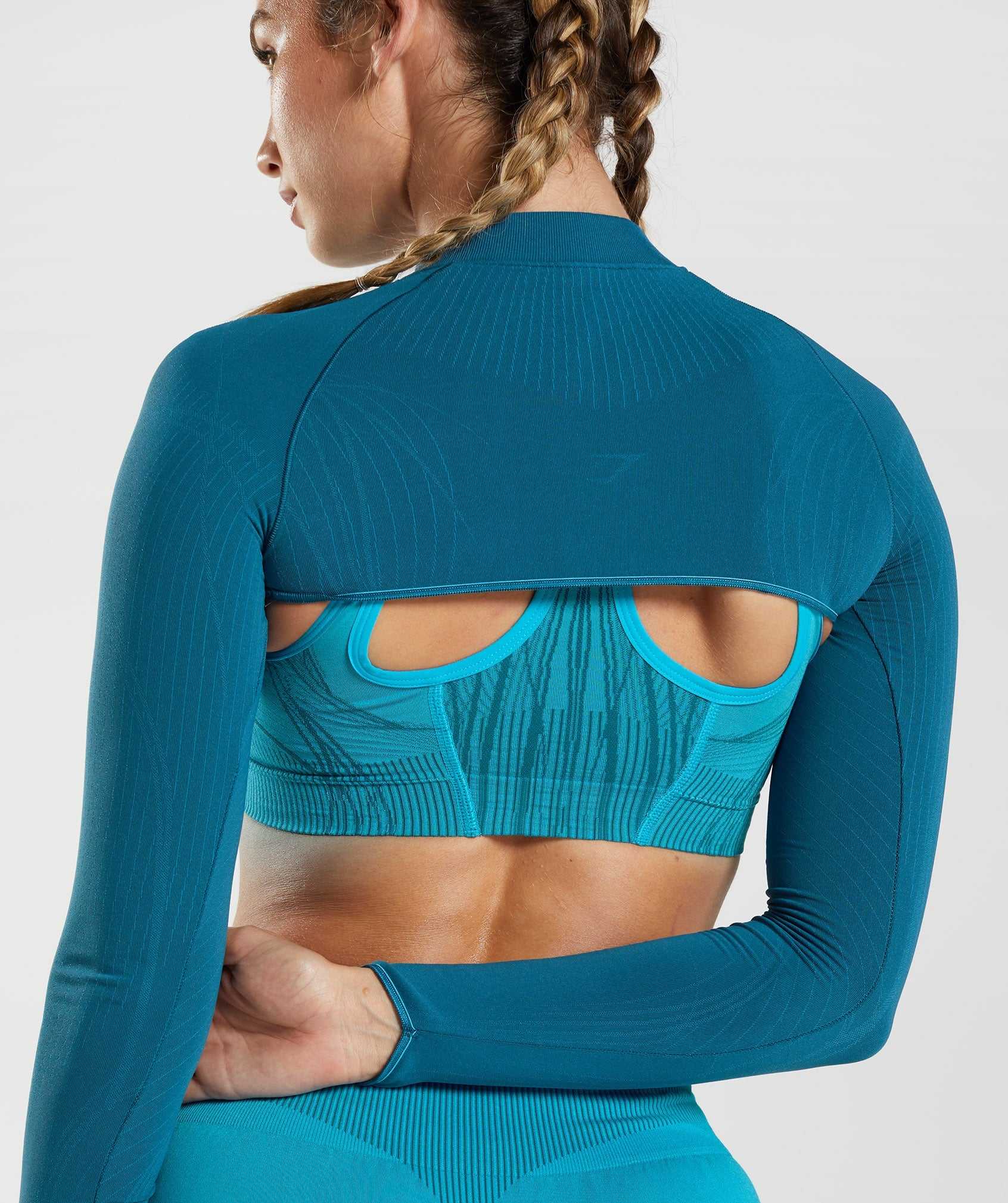 Blue / Dark Grey Blue Gymshark Apex Seamless Shrug Women's Pullover | FUYELX650