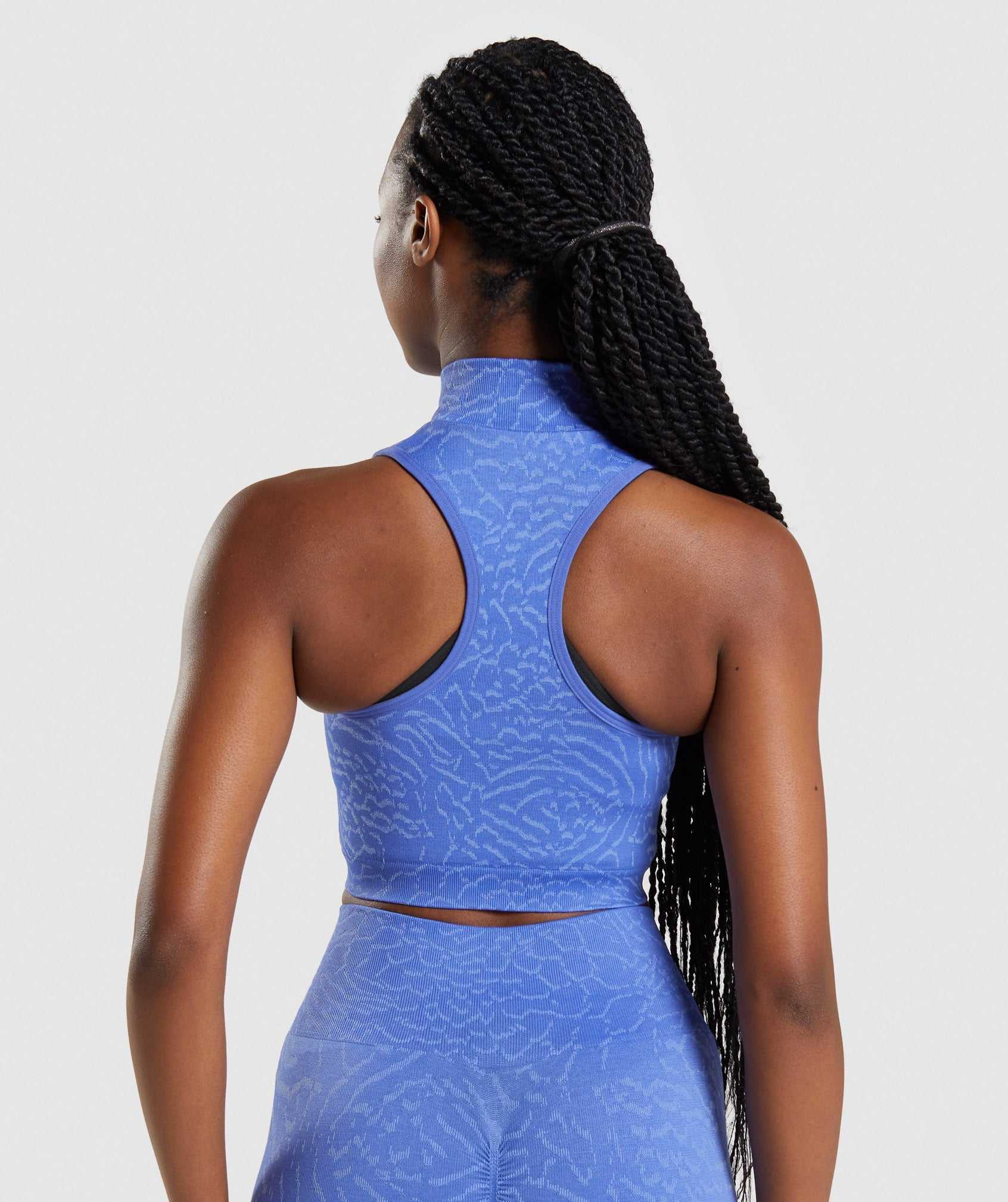 Blue Gymshark Adapt Animal Seamless Crop 1/2 Zip Women's Tops | NKQRUG194