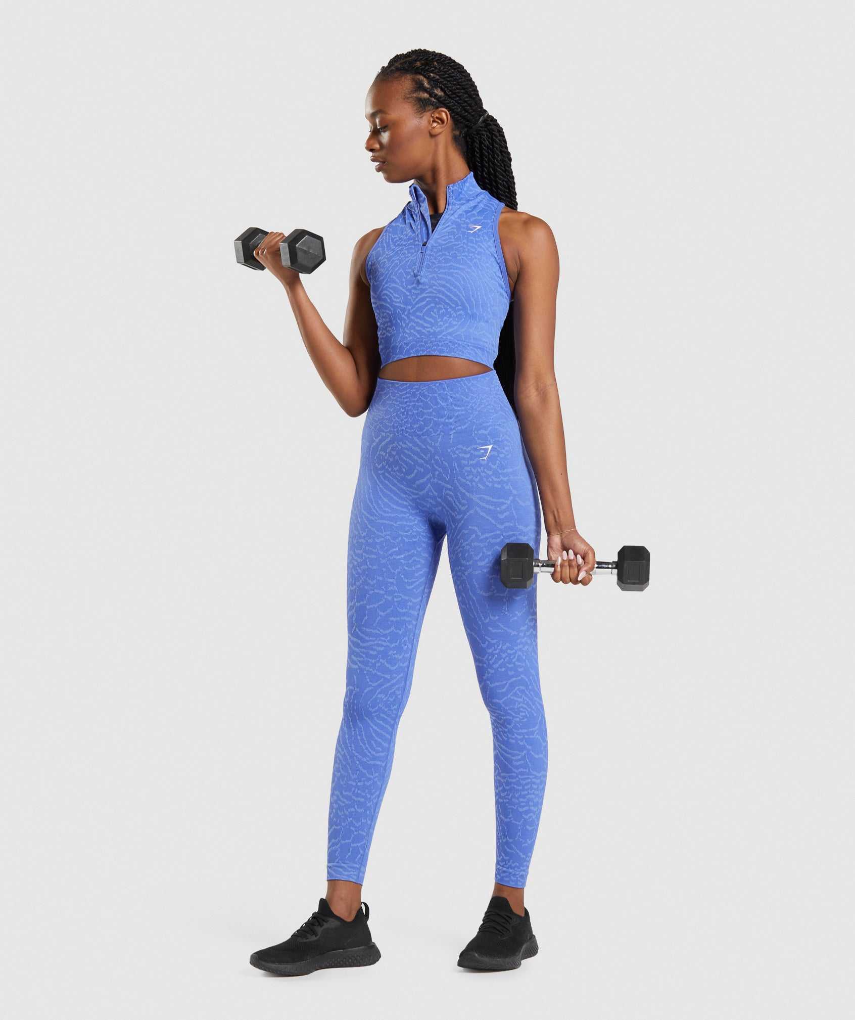 Blue Gymshark Adapt Animal Seamless Crop 1/2 Zip Women's Tops | NKQRUG194