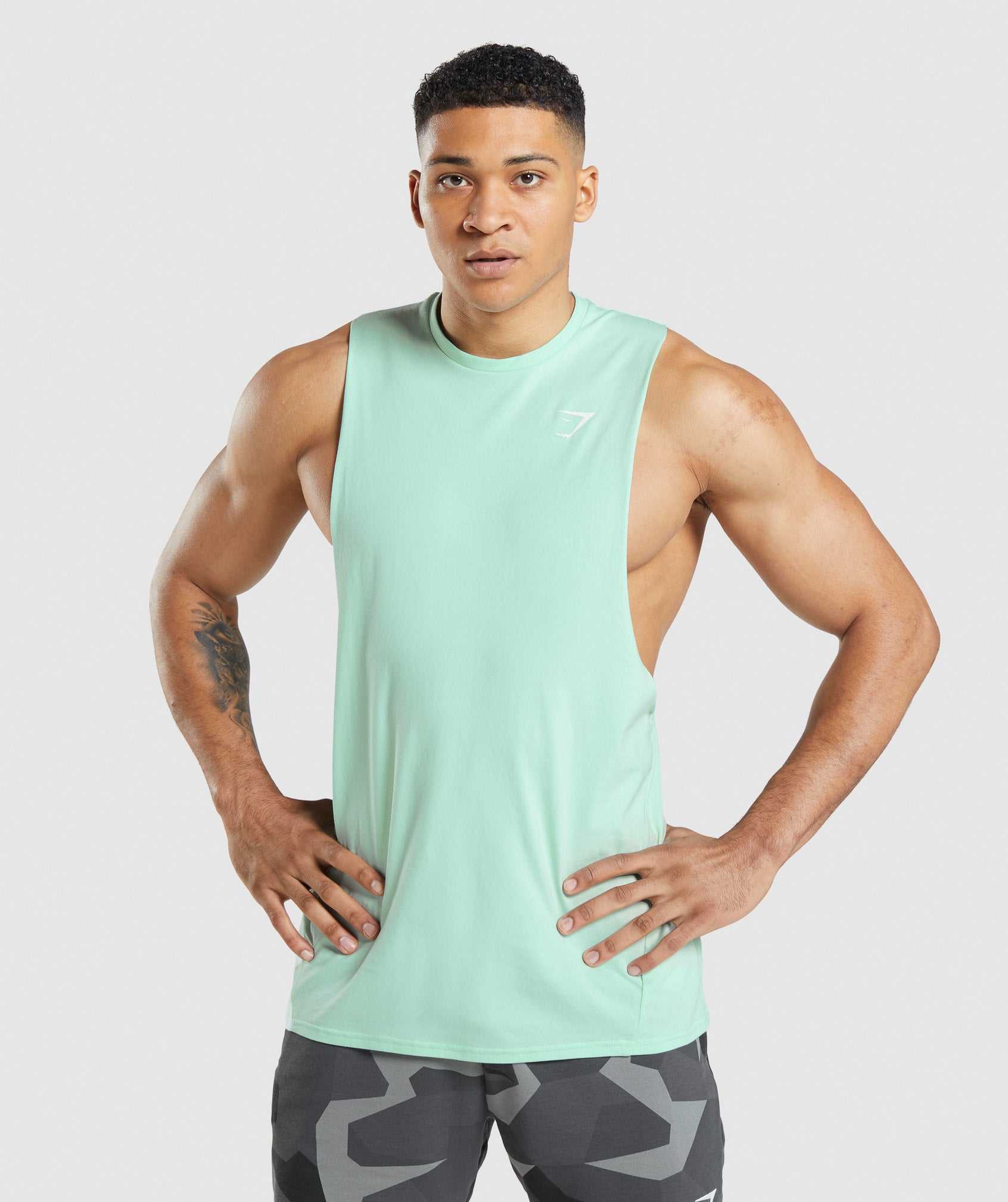 Blue Gymshark Critical Drop Arm Men\'s Tanks | UGZNTJ679