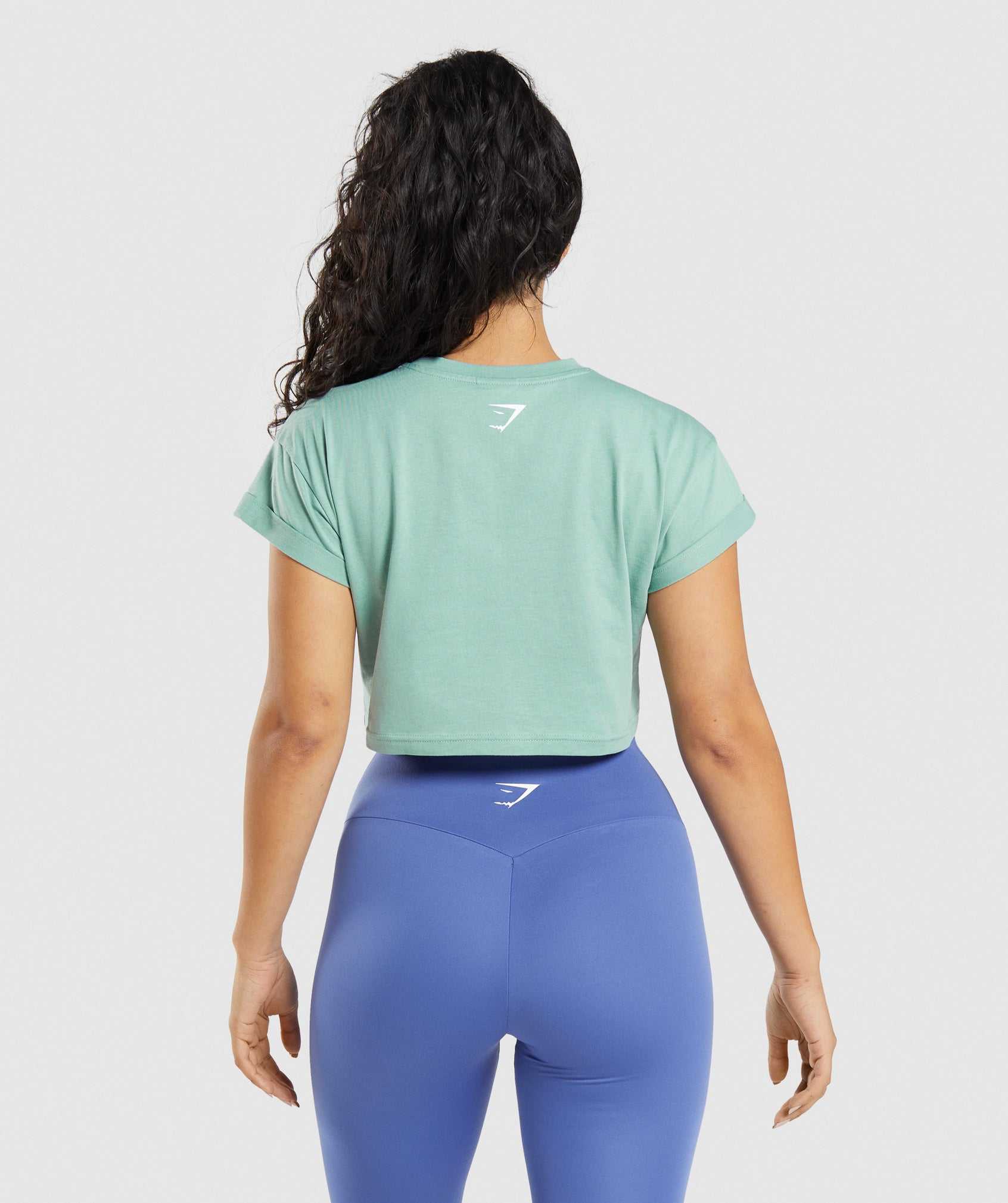 Blue Gymshark Fraction Crop Women's Tops | VFXTYS964