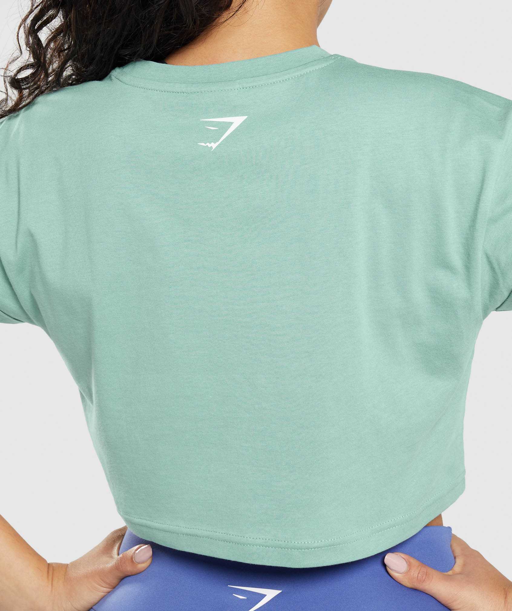 Blue Gymshark Fraction Crop Women's Tops | VFXTYS964