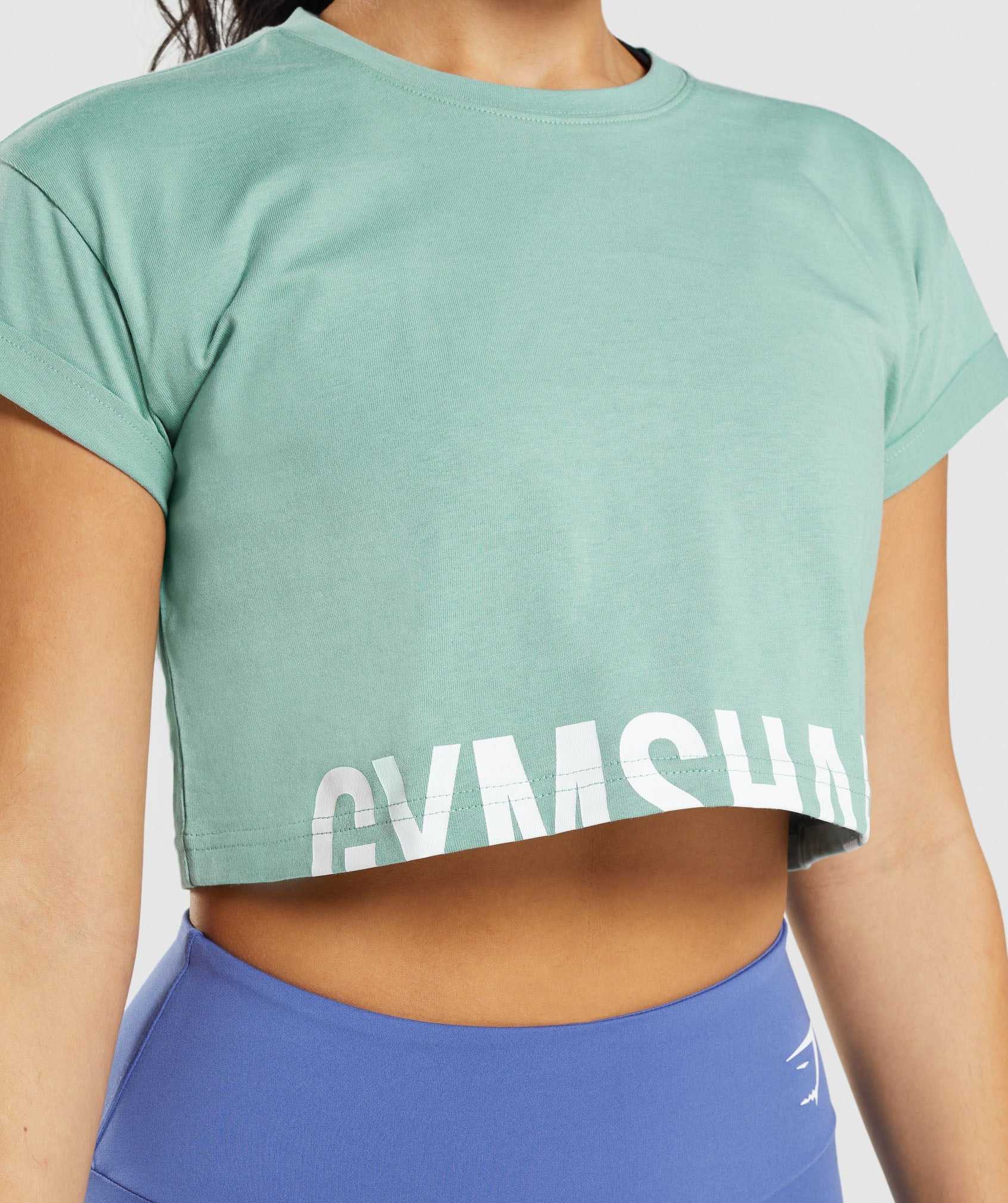 Blue Gymshark Fraction Crop Women's Tops | VFXTYS964