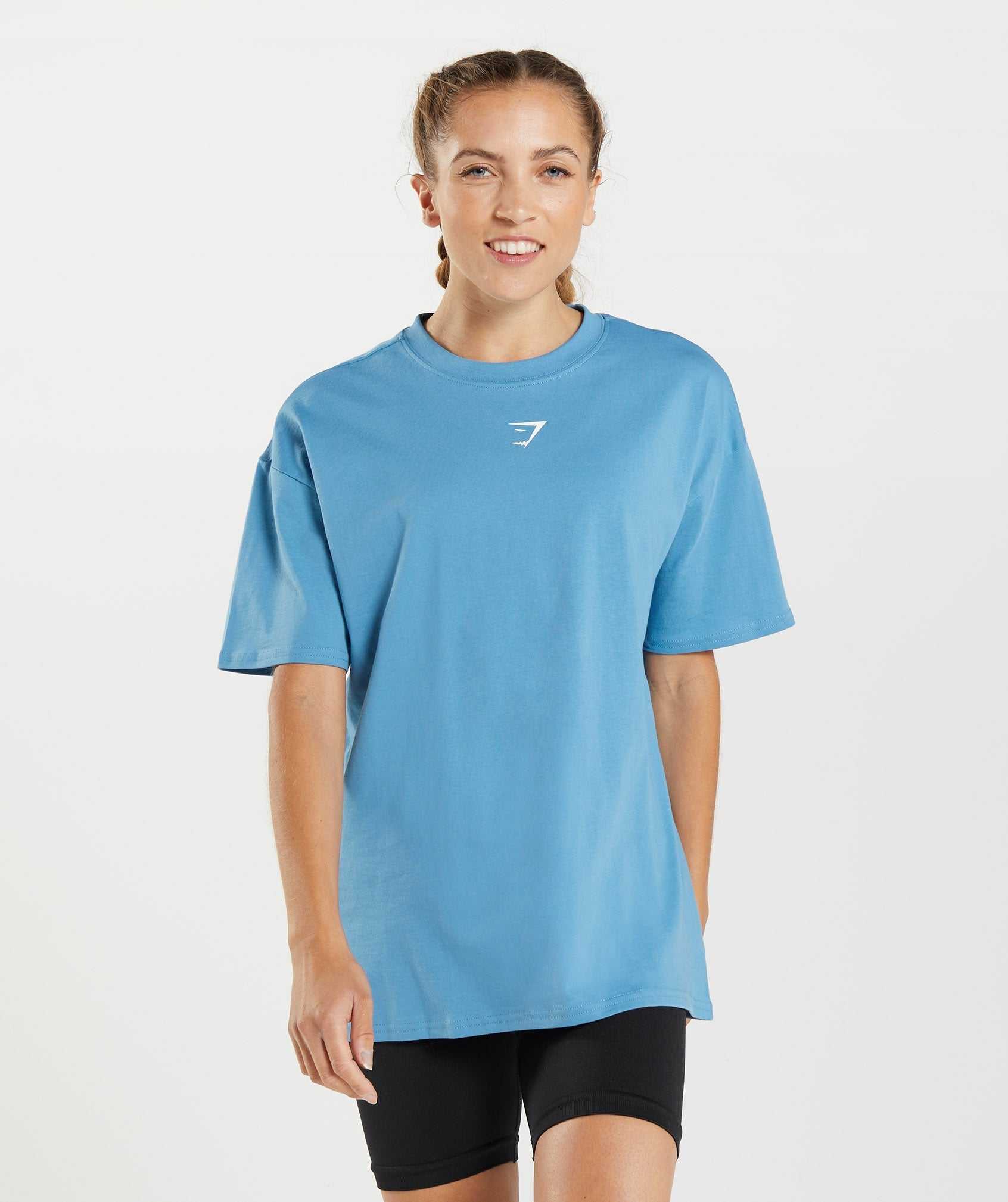 Blue Gymshark Fraction Oversized Women's T Shirts | KYNDZX396