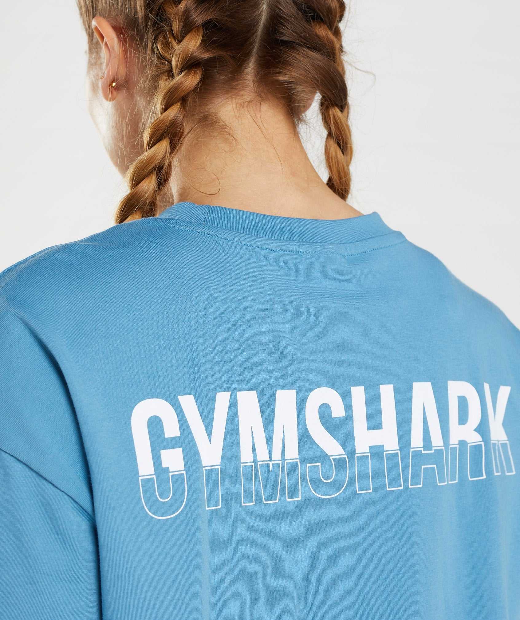 Blue Gymshark Fraction Oversized Women's T Shirts | KYNDZX396