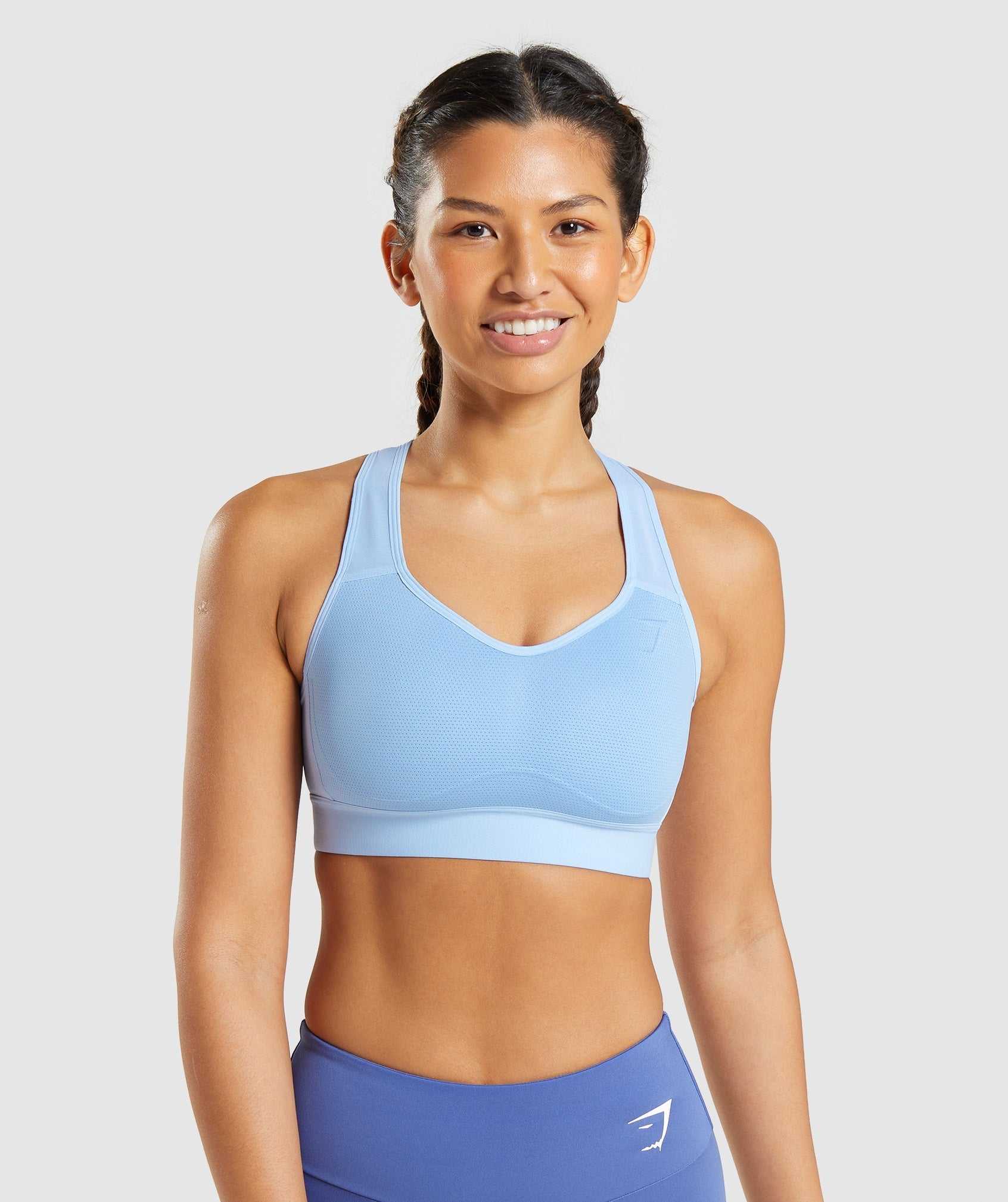 Blue Gymshark Lightweight High Support Women\'s Sports Bra | UHMYXW189